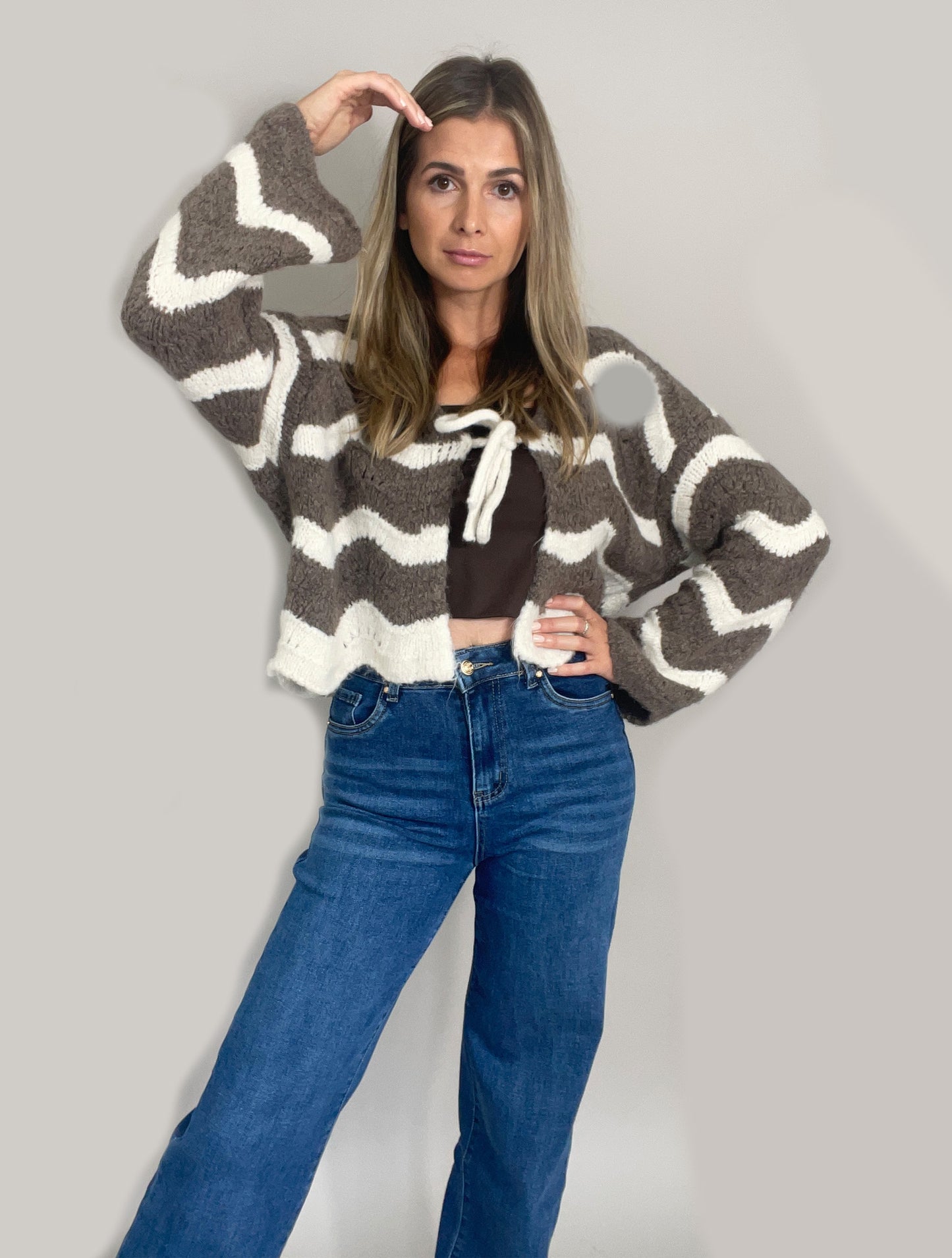 Schleifen Cardigan - Taupe / Beige