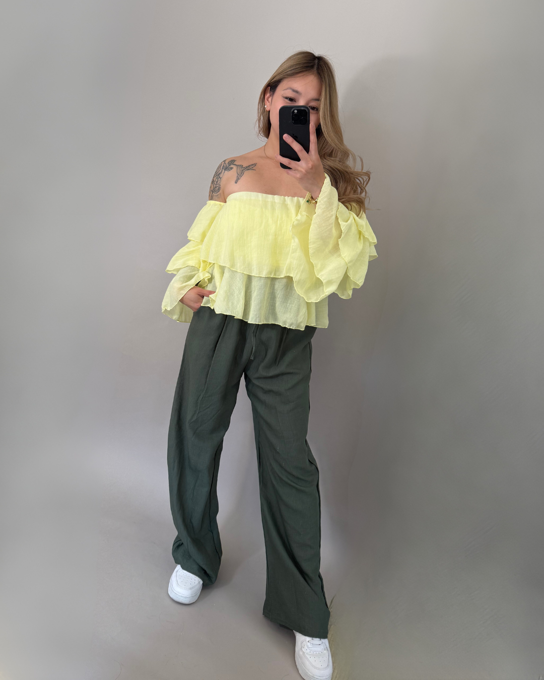 Fließende Stoffhose SOFT MOVES in Khaki