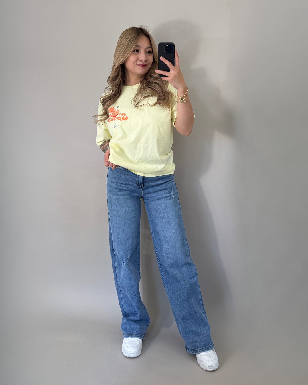 Wideleg Jeans Mittelblau