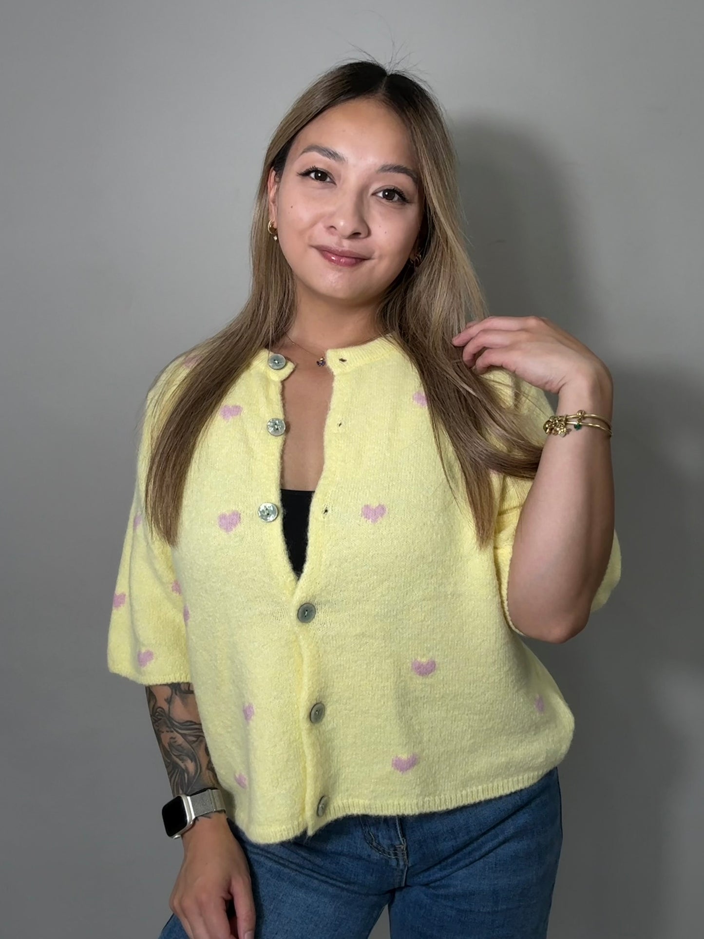 Cardigan Kurzarm mit Herzen