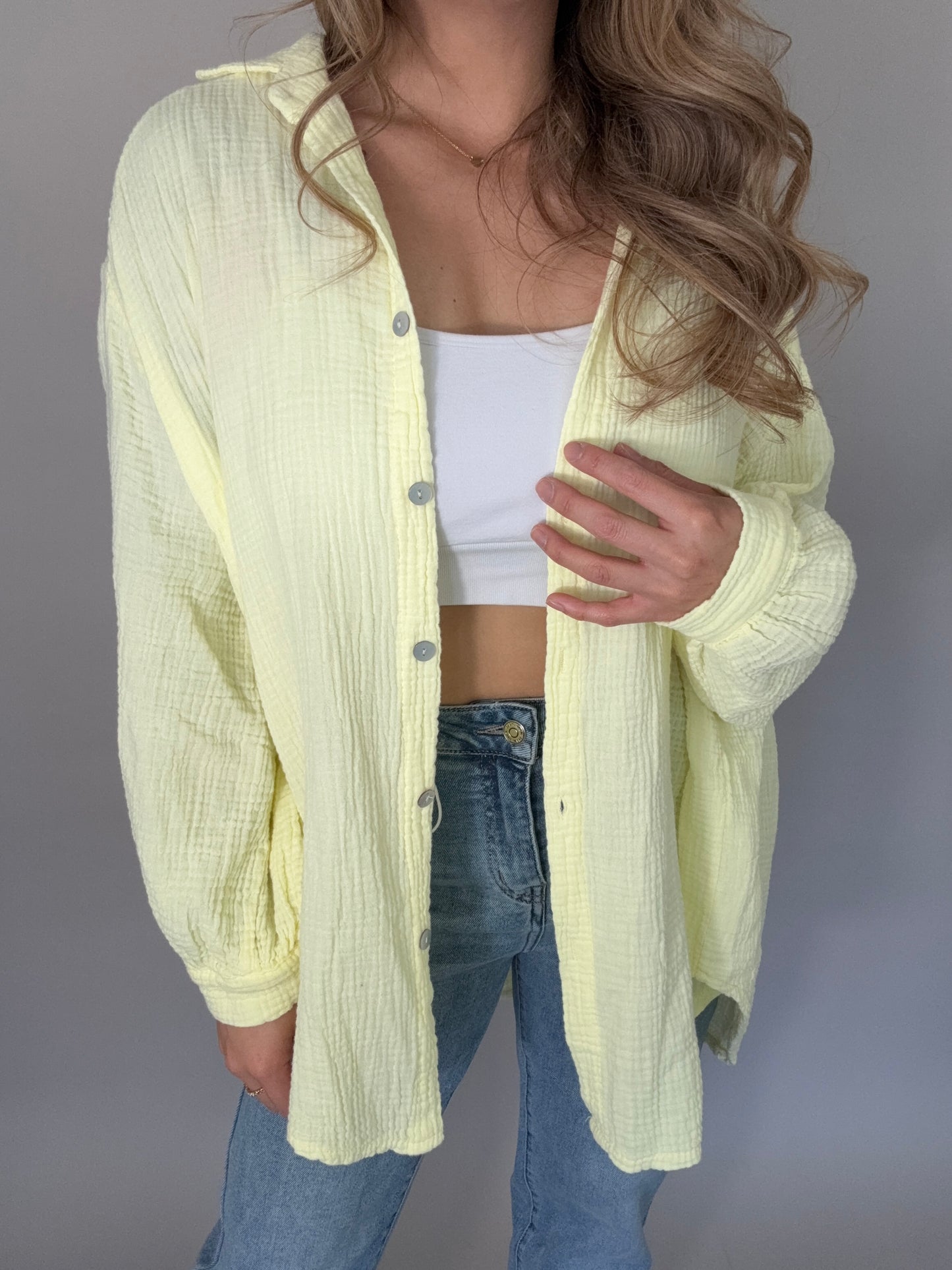 Oversized Musselinbluse YELLOW BREEZE