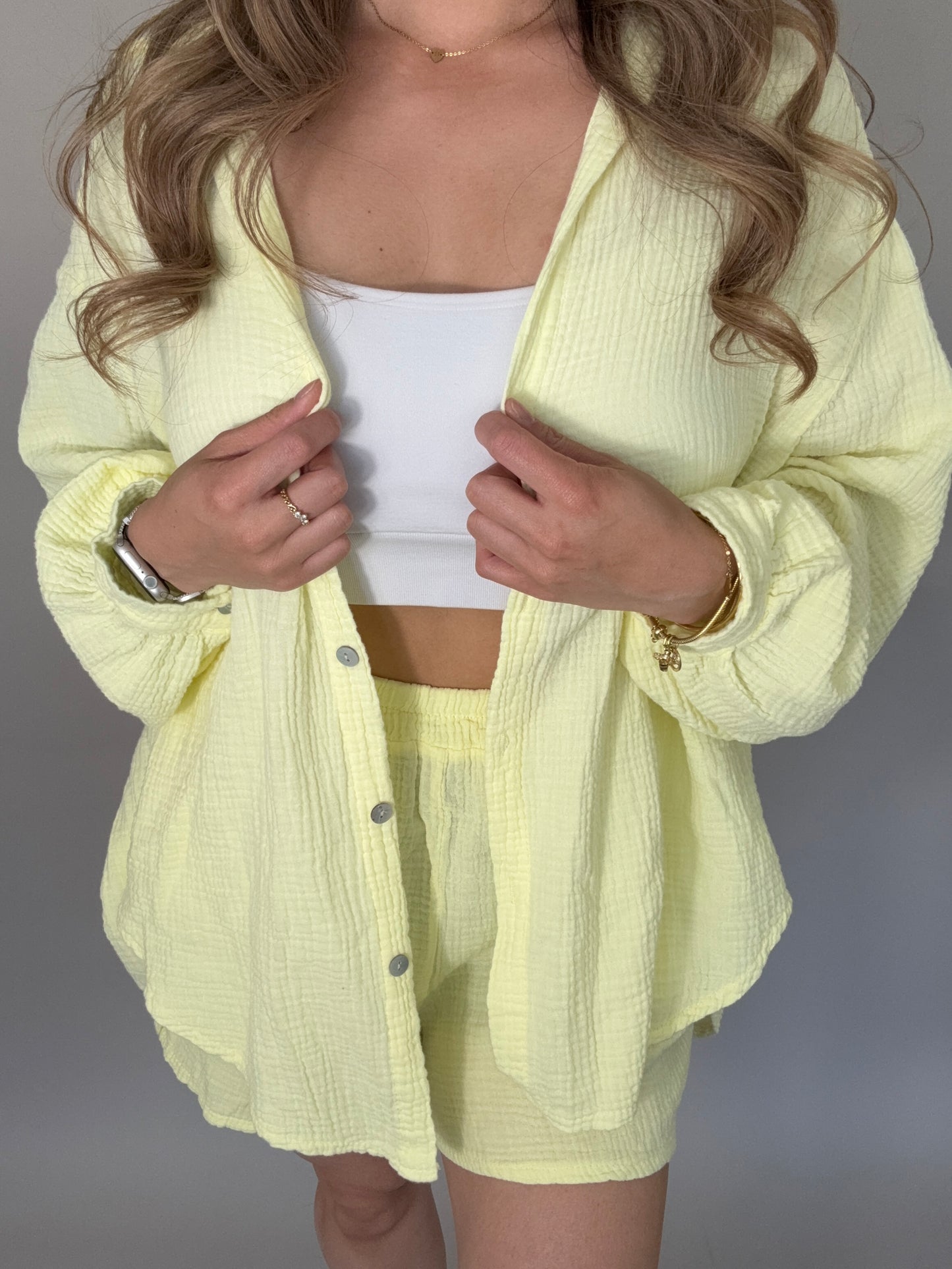 Oversized Musselinbluse YELLOW BREEZE