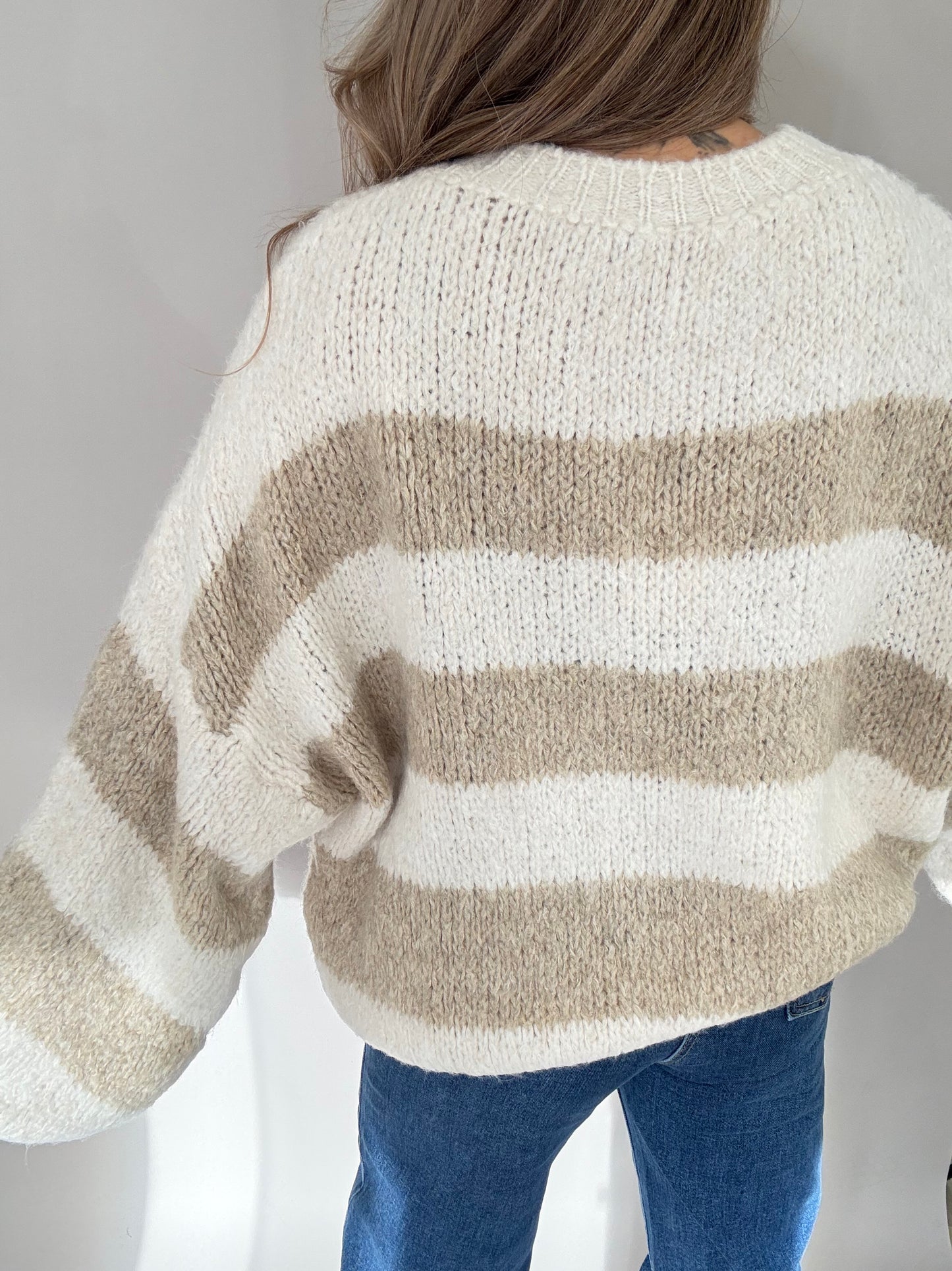 Blockstreifen Pullover Lara - Beige