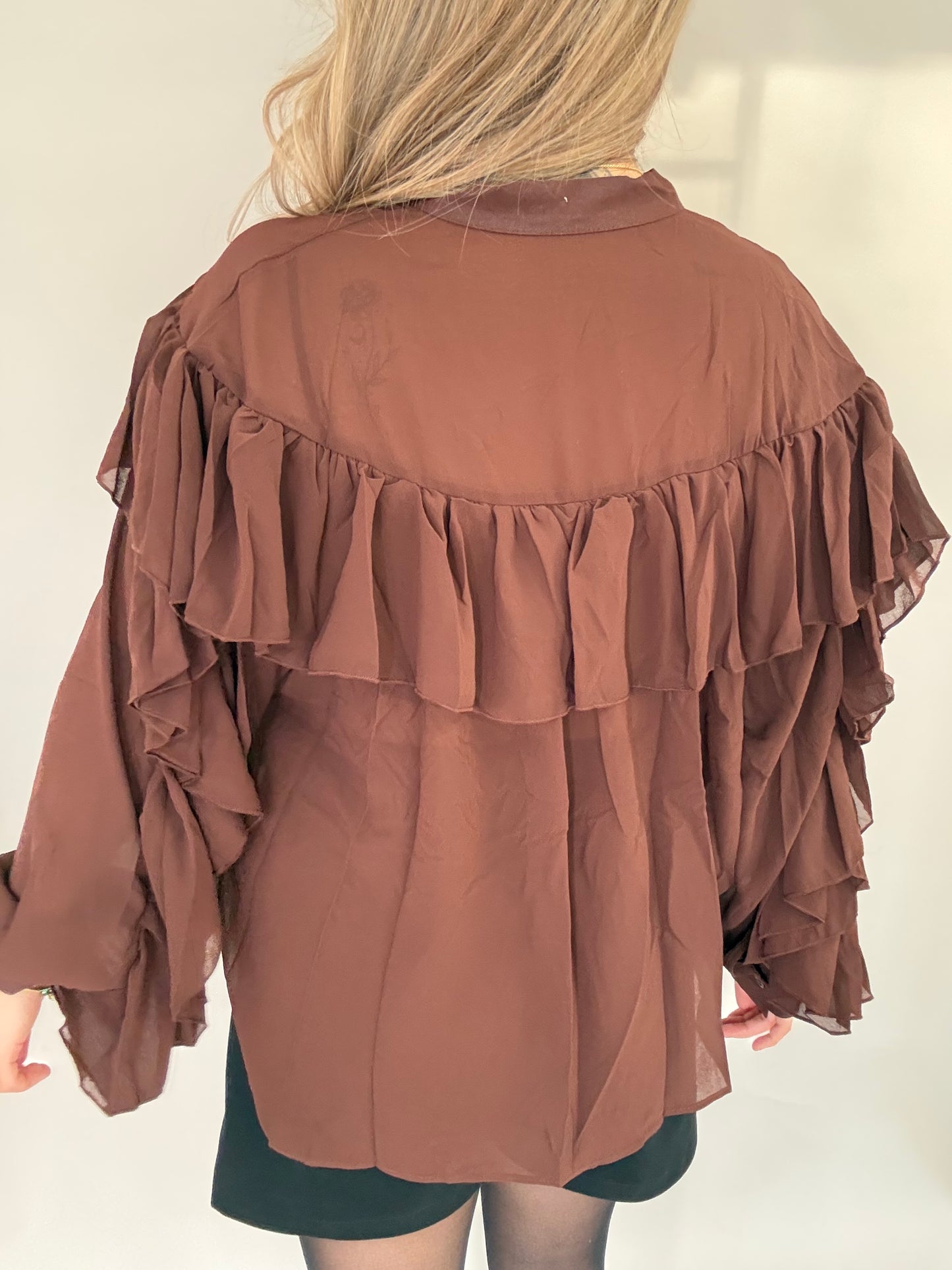 Rüschenbluse - Schokobraun