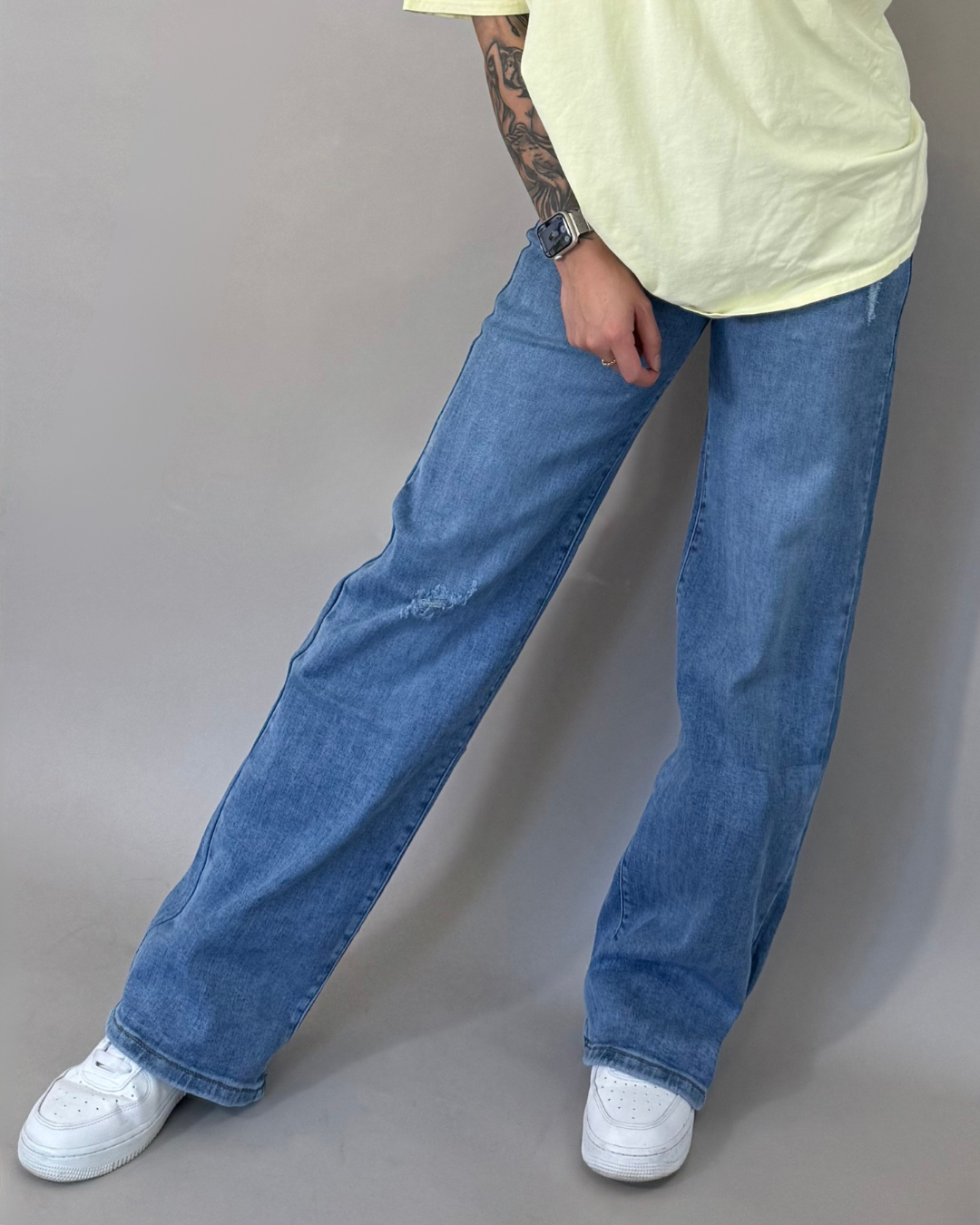 Wideleg Jeans Mittelblau