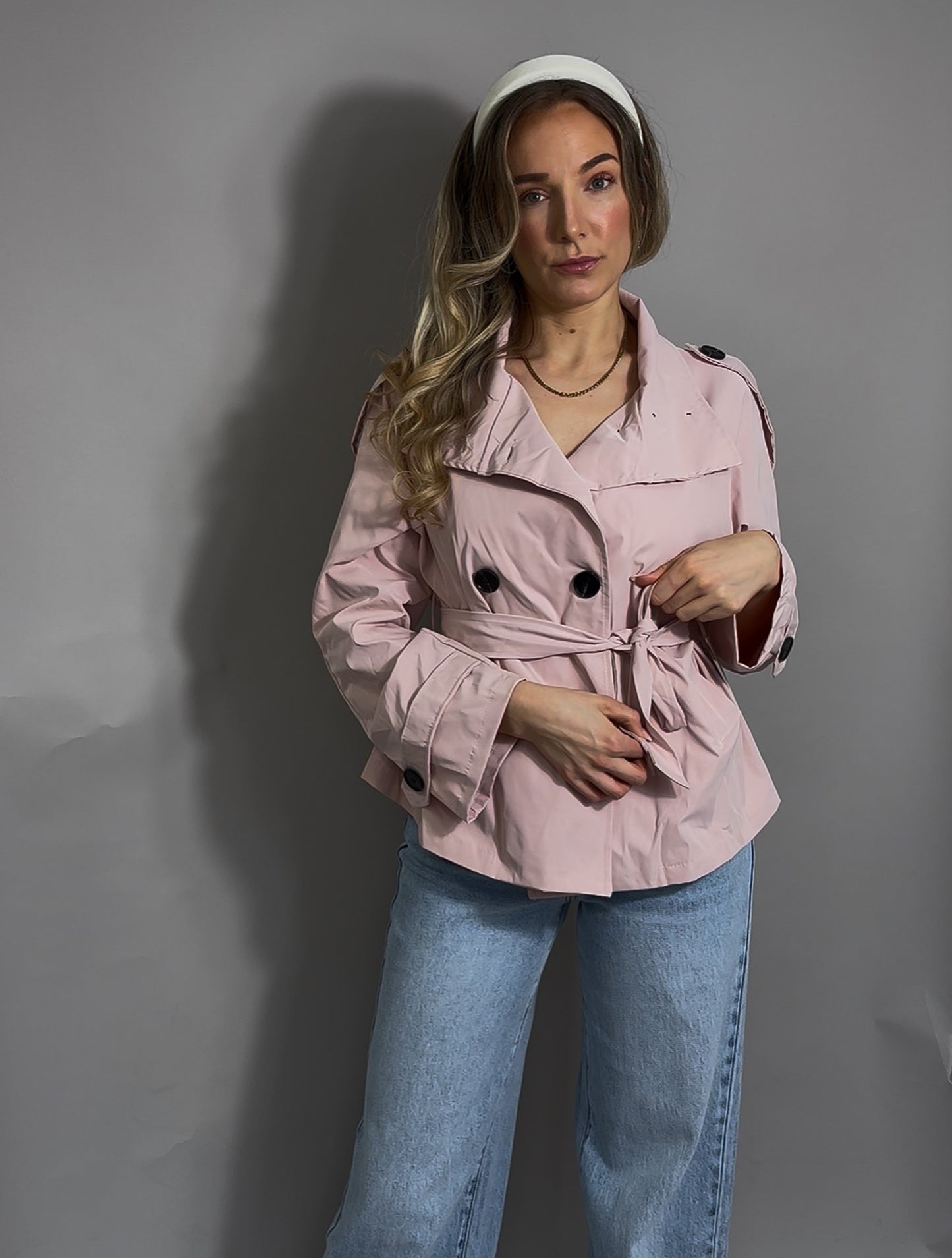 Kurzer Trenchcoat - Rosa
