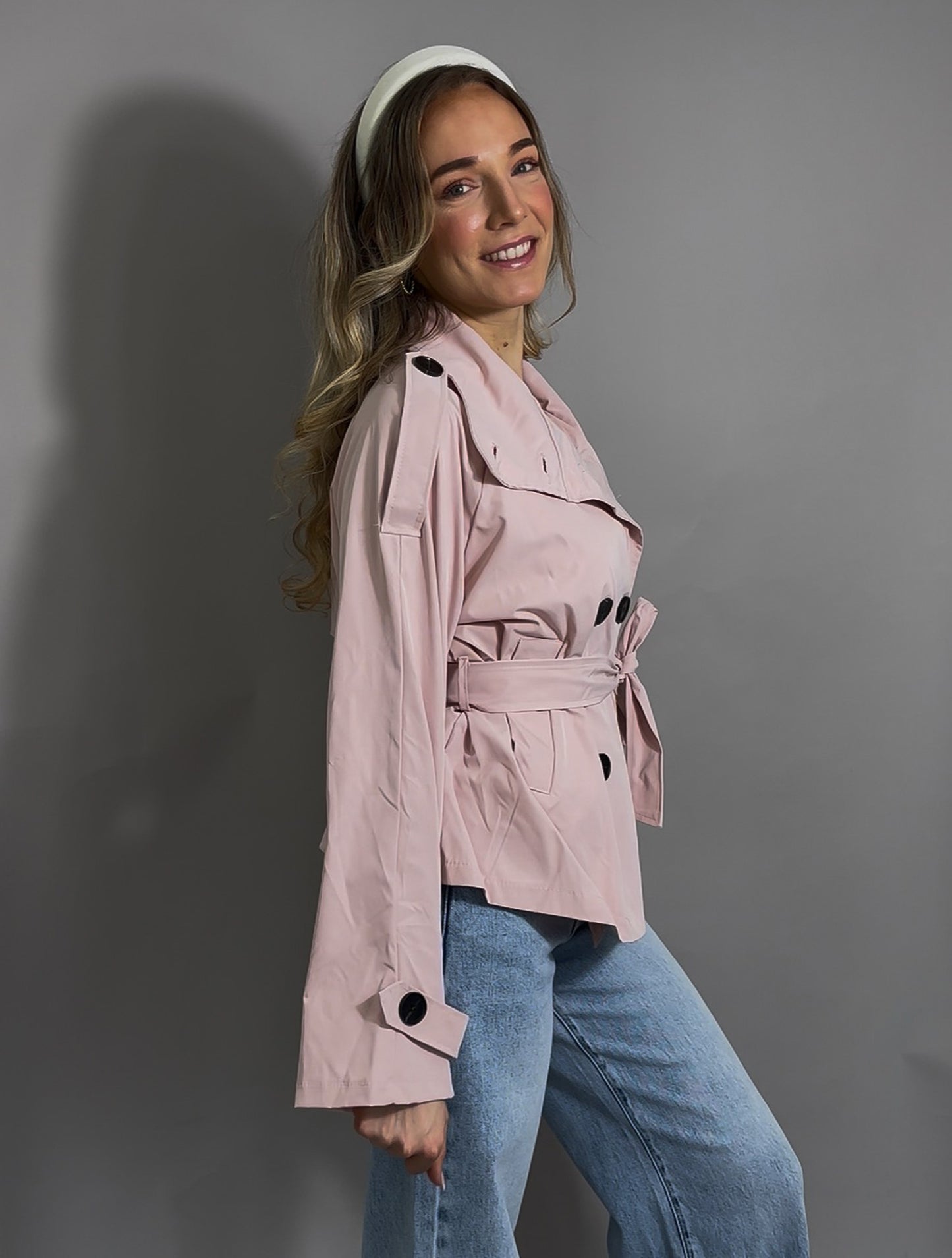 Kurzer Trenchcoat - Rosa