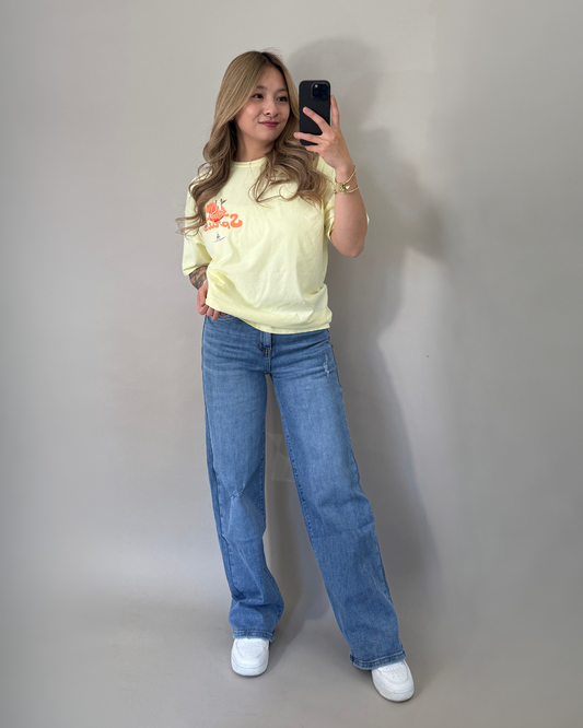 Wideleg Jeans Mittelblau
