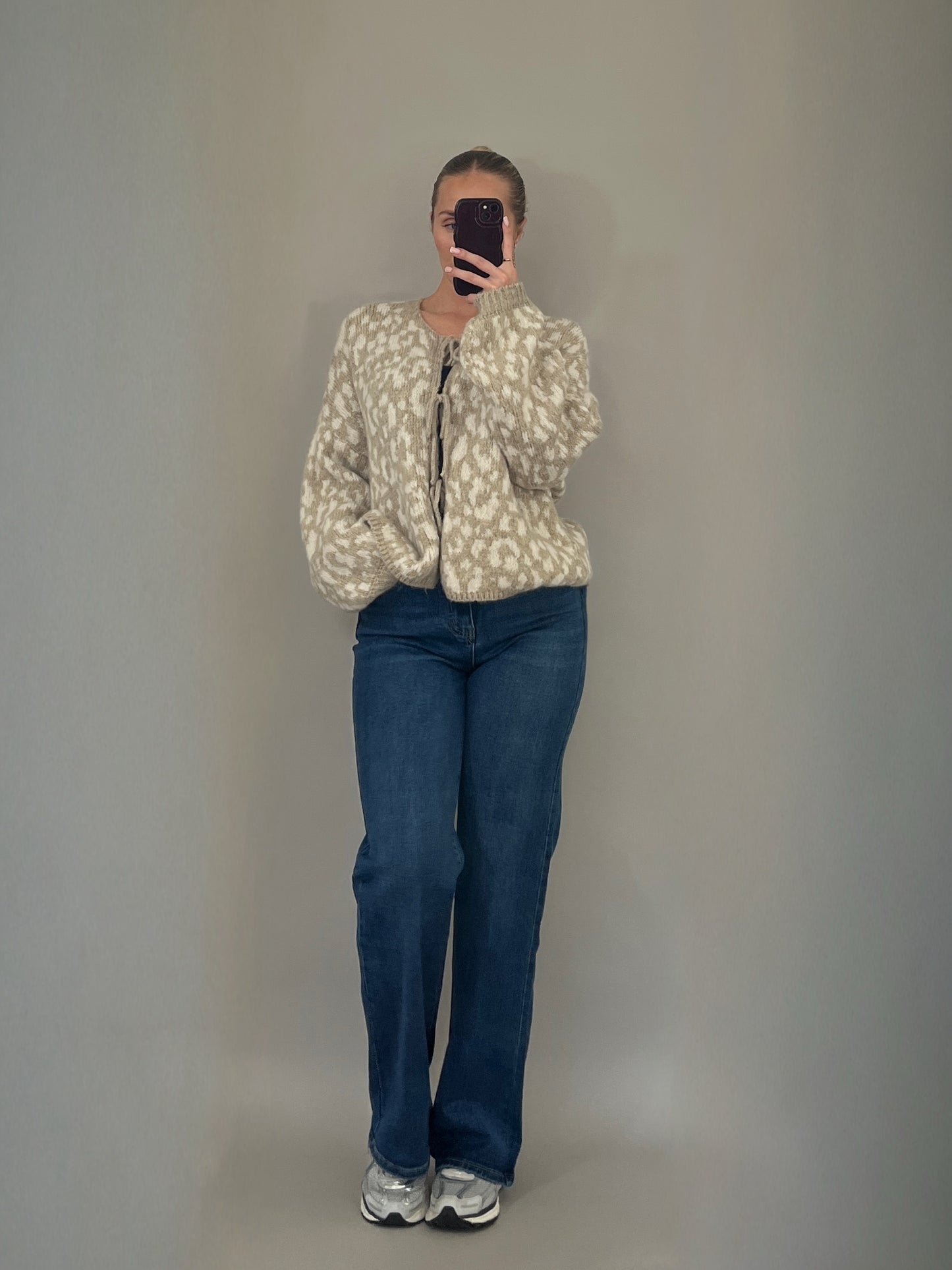 Cardigan Leo Print - Beige