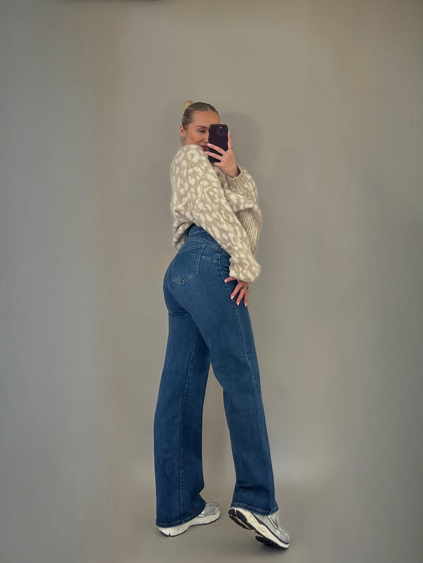 Wideleg Jeans - Dunkelblau