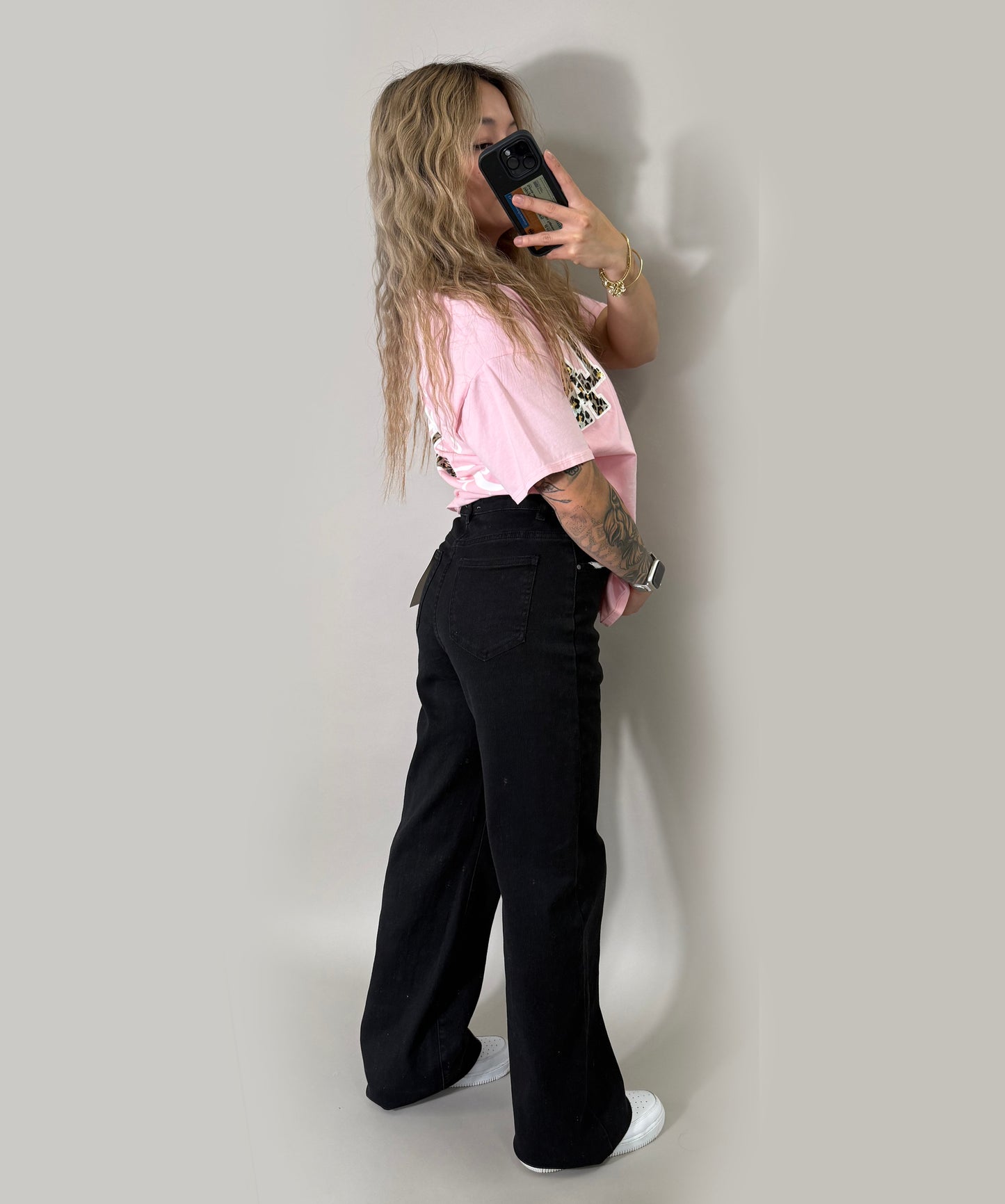 Wideleg Jeans in schwarz