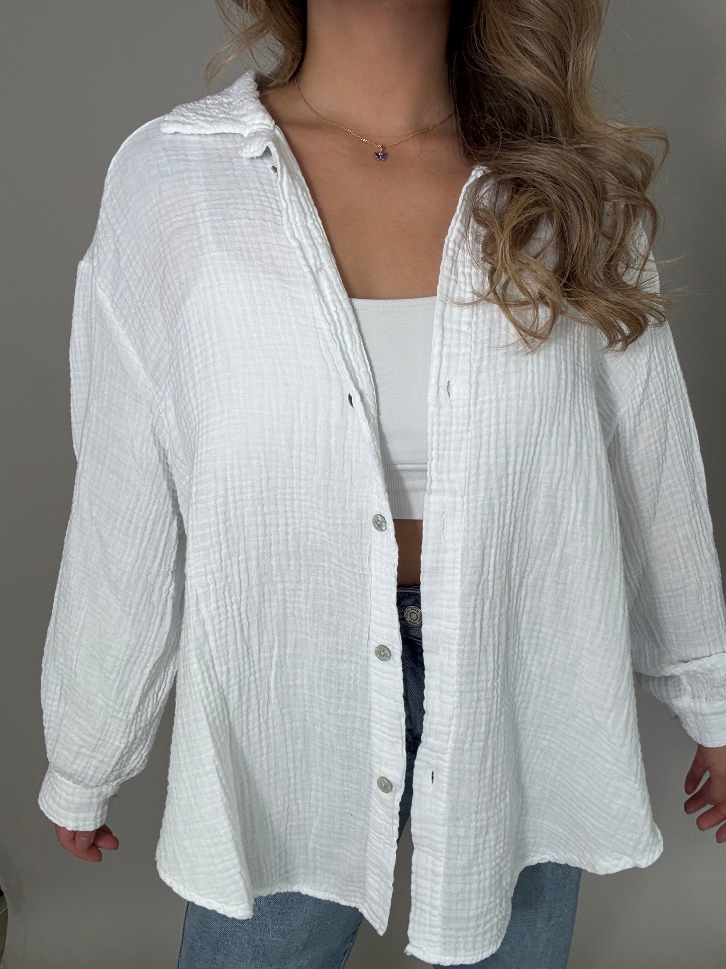 Musselin - Bluse in weiß