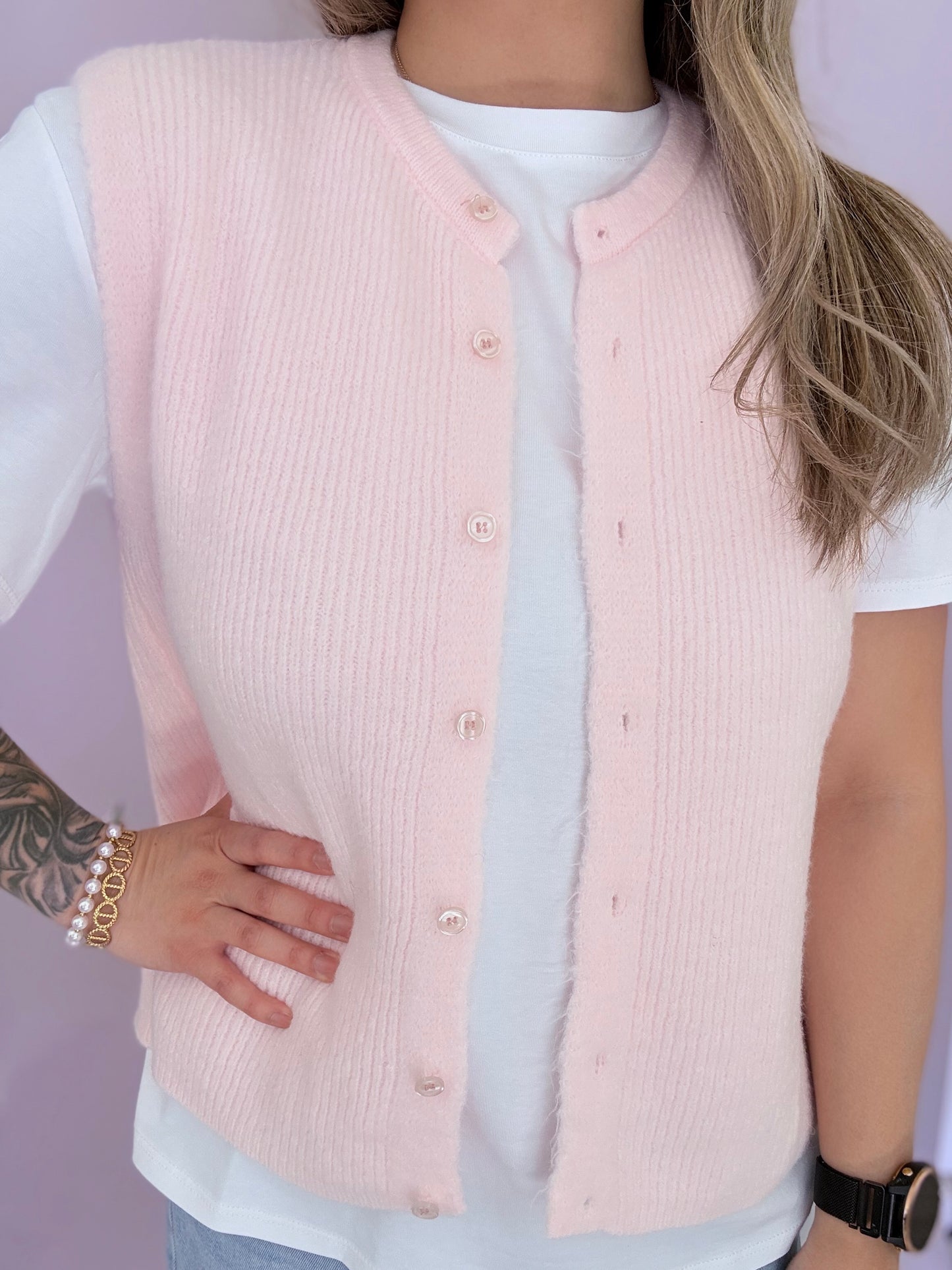 Strickweste - Rosa