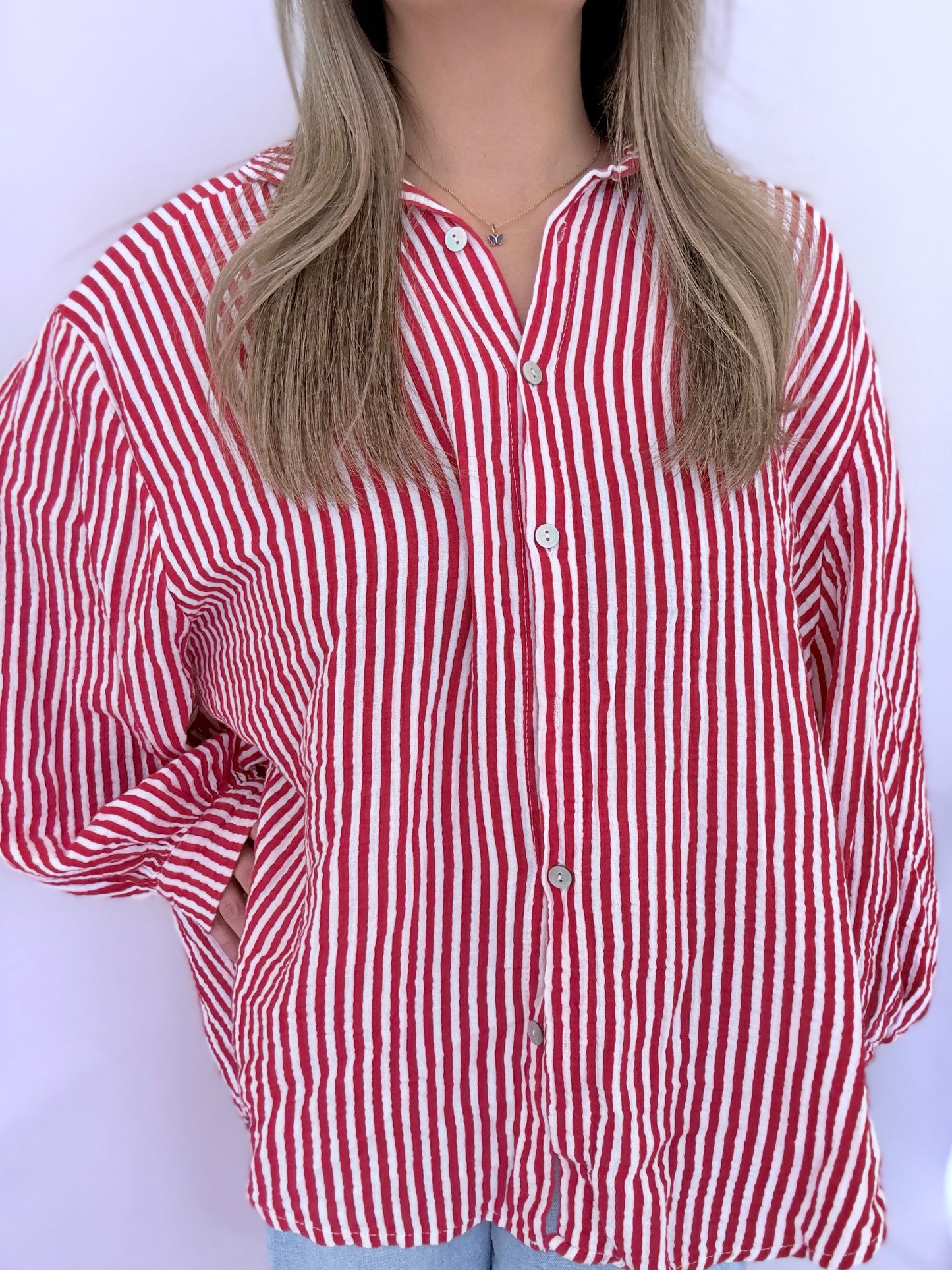 Musselin Bluse - Gestreift