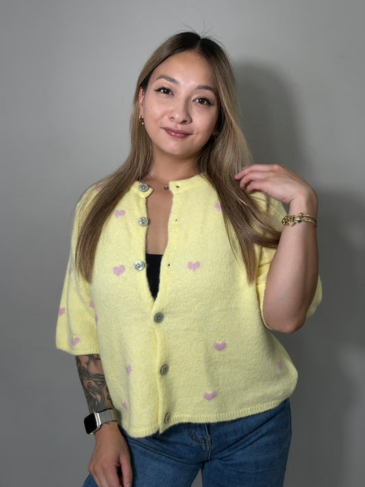 Cardigan Kurzarm mit Herzen