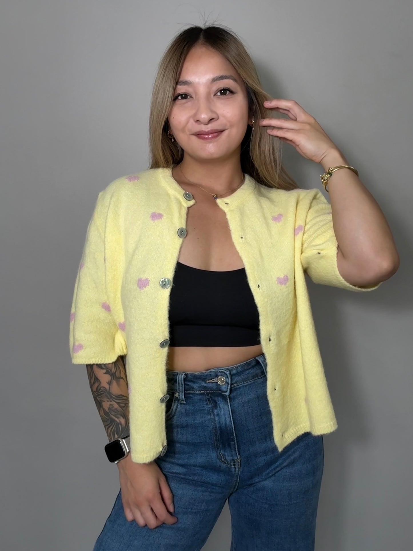 Cardigan Kurzarm mit Herzen