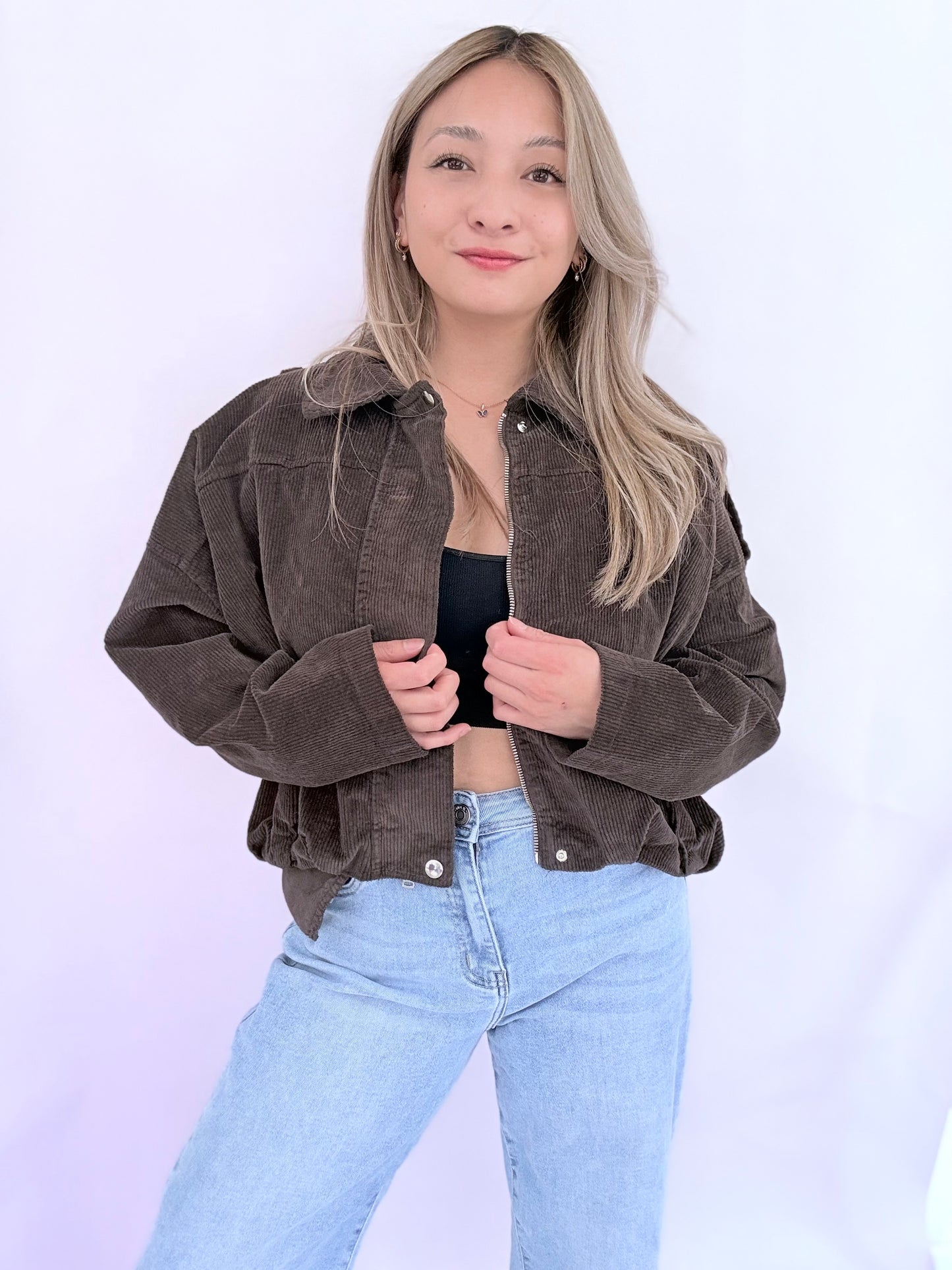 Cord Bomber Jacket - Braun