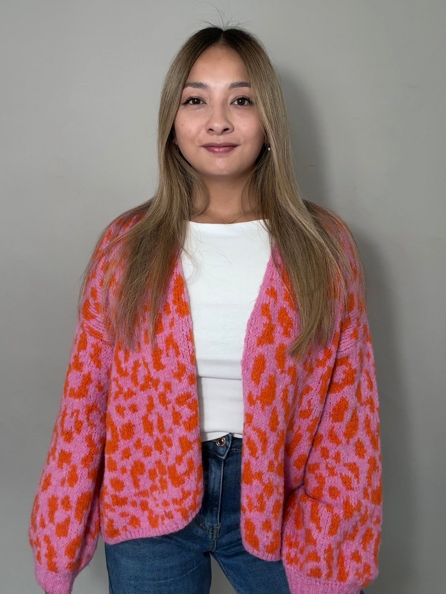 Leo - Cardigan Lisa in Pink/Orange