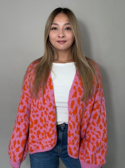 Leo - Cardigan Lisa in Pink/Orange