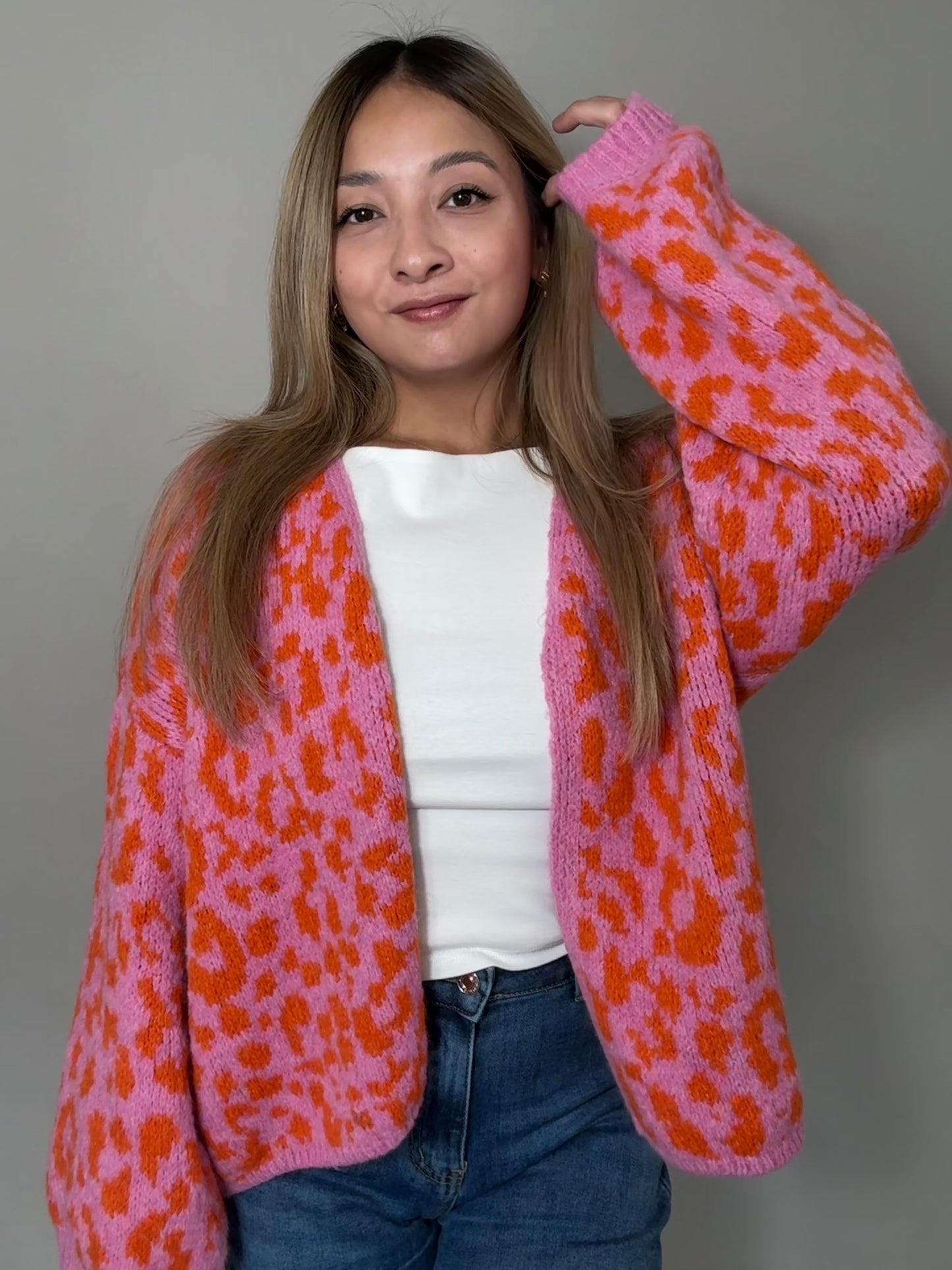 Leo - Cardigan Lisa in Pink/Orange