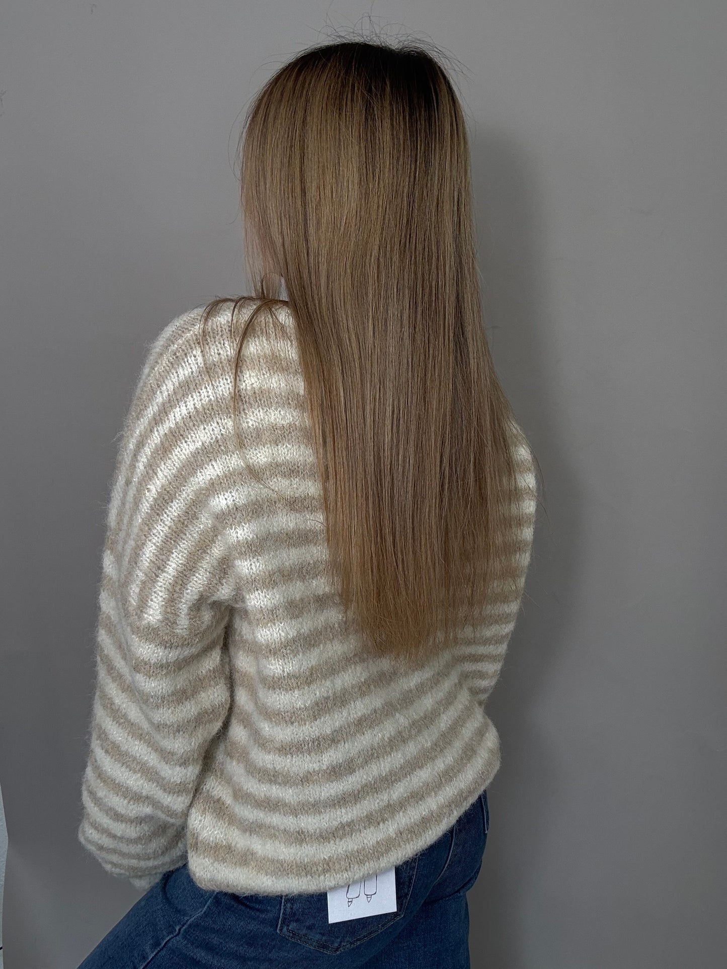 Gestreiftes Cardigan Emma Creme/Taupe