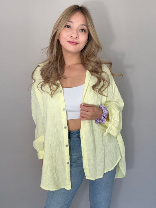 Oversized Musselinbluse YELLOW BREEZE