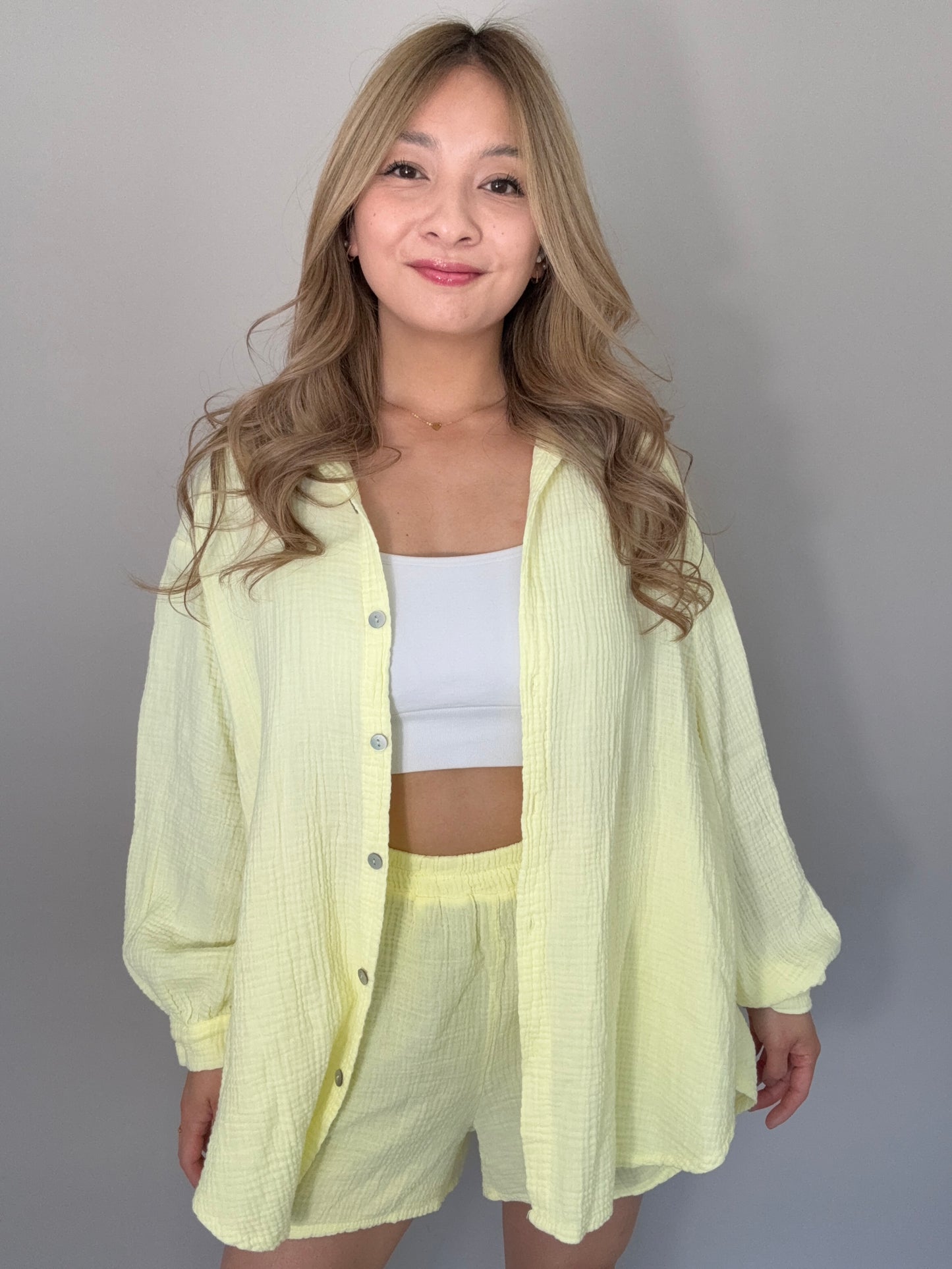 Oversized Musselinbluse YELLOW BREEZE