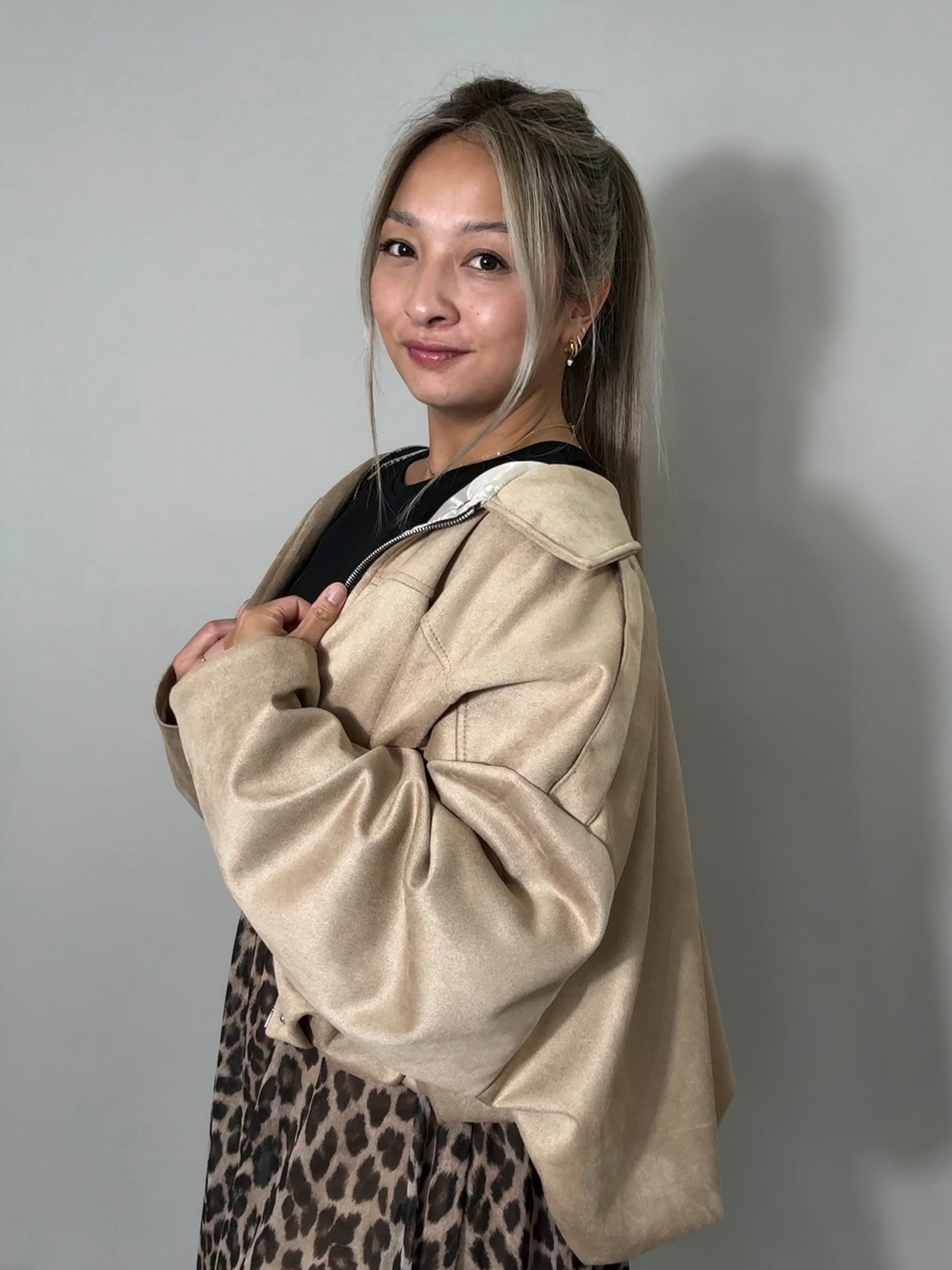 Übergangsjacke - Wildlederoptik - Beige