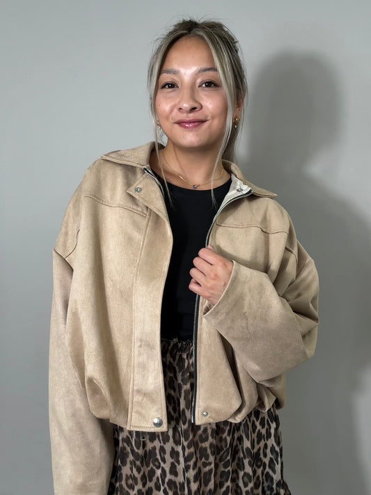 Übergangsjacke - Wildlederoptik - Beige