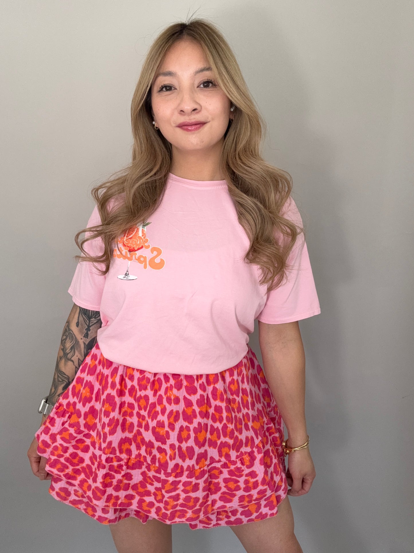Musselin Skort in pinkem Leoprint