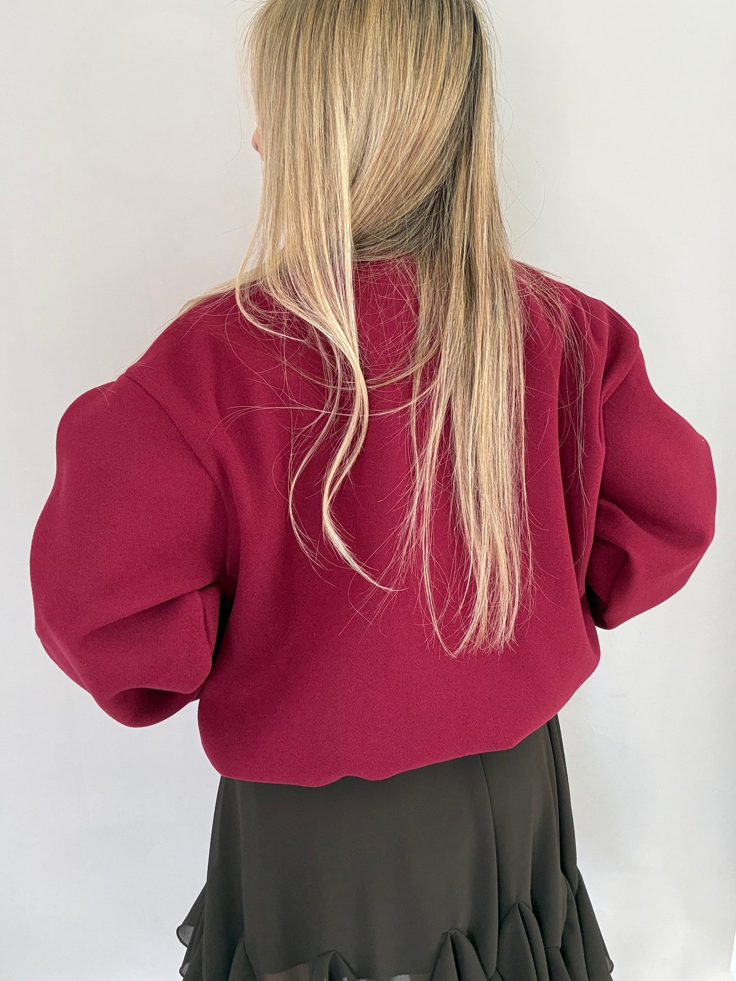 Bomberjacke in Wolloptik - Bordeauxrot