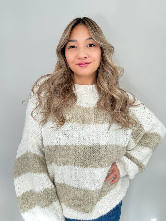 Blockstreifen Pullover Lara - Beige