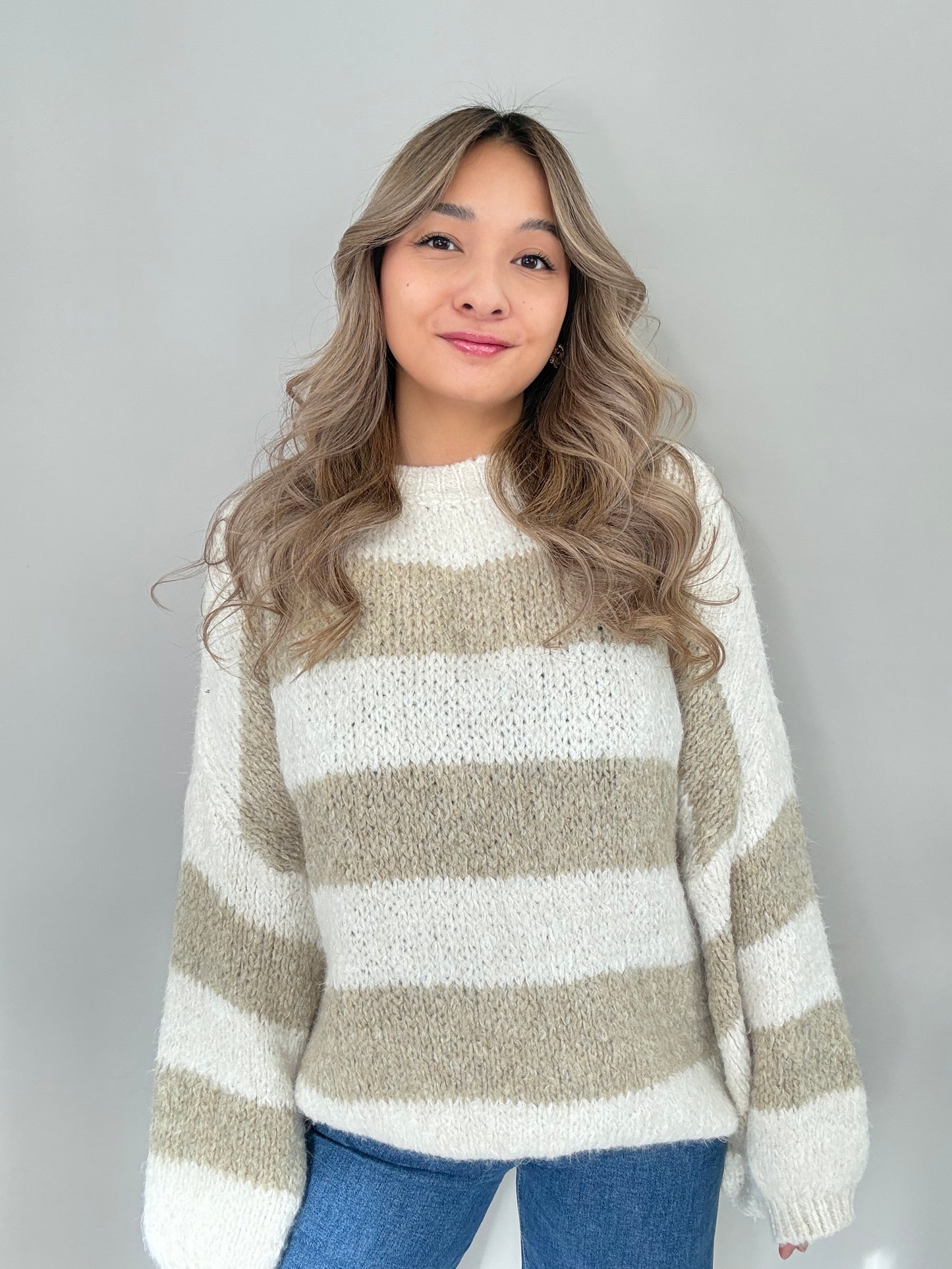 Blockstreifen Pullover Lara - Beige