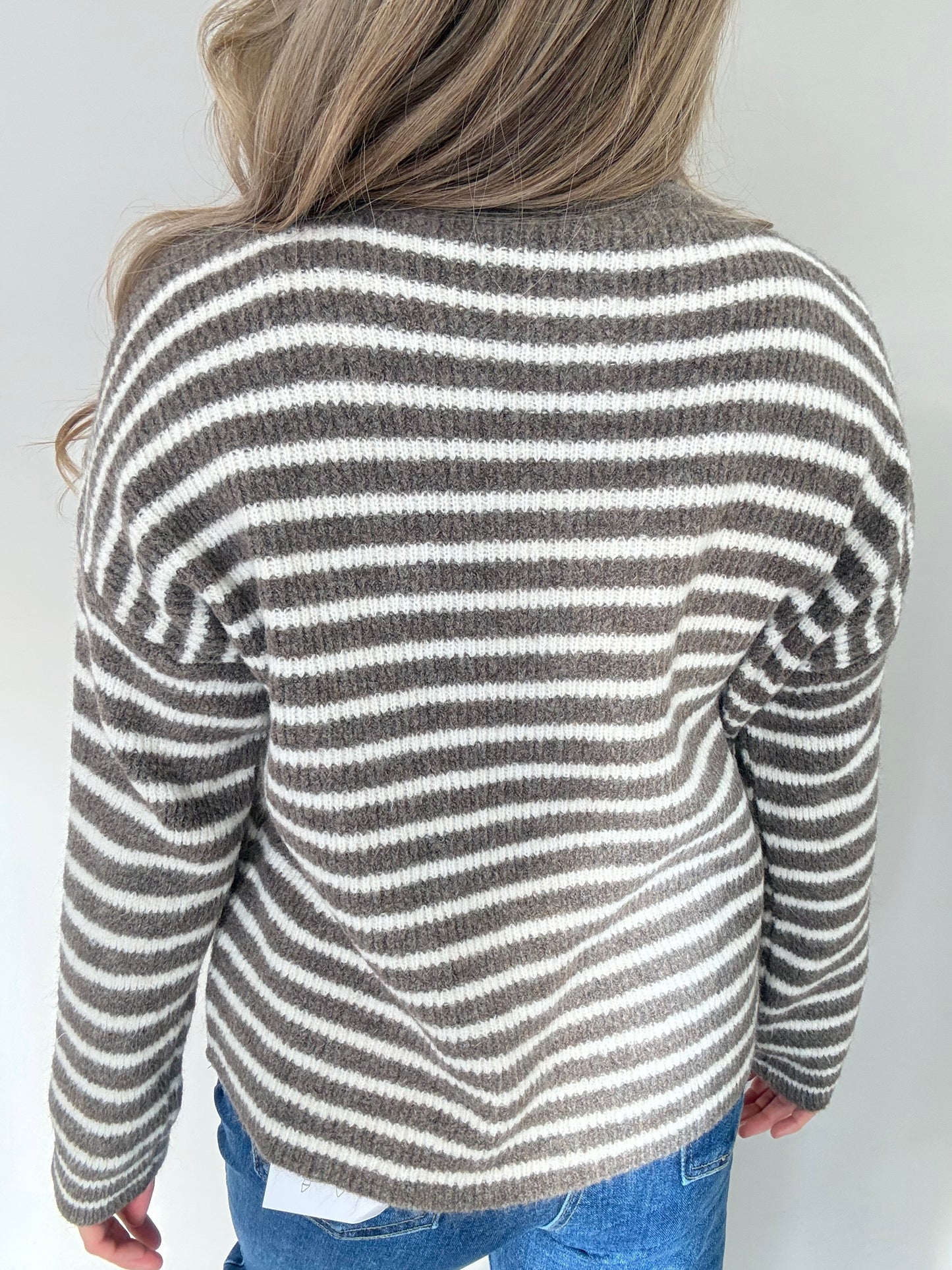 Gestreiftes Cardigan - braun/ beige