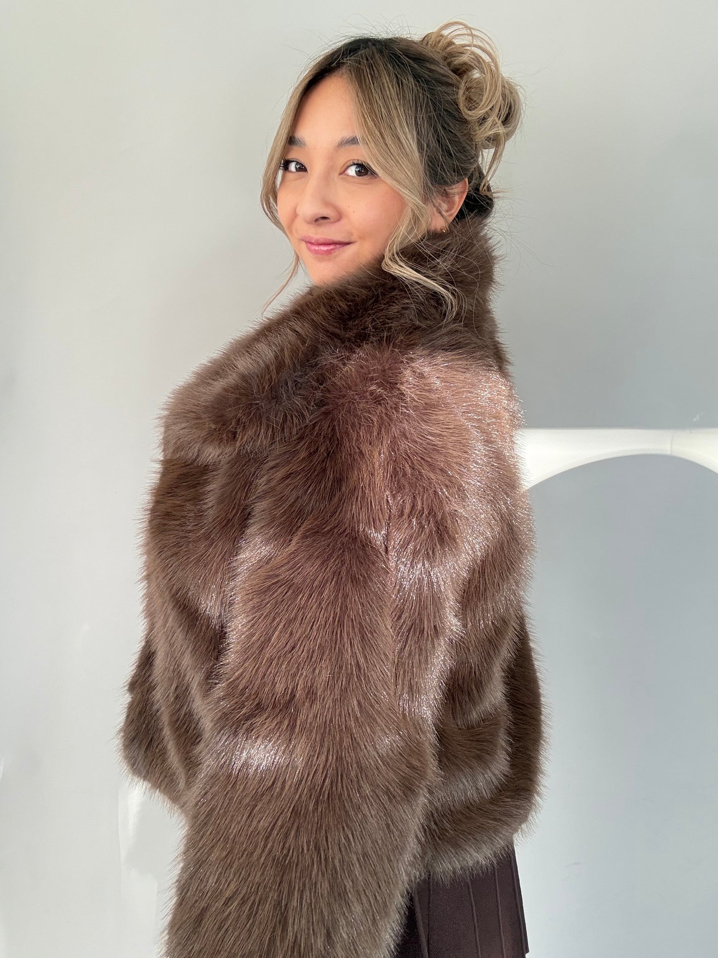 Kunstfelljacke - Schokobraun