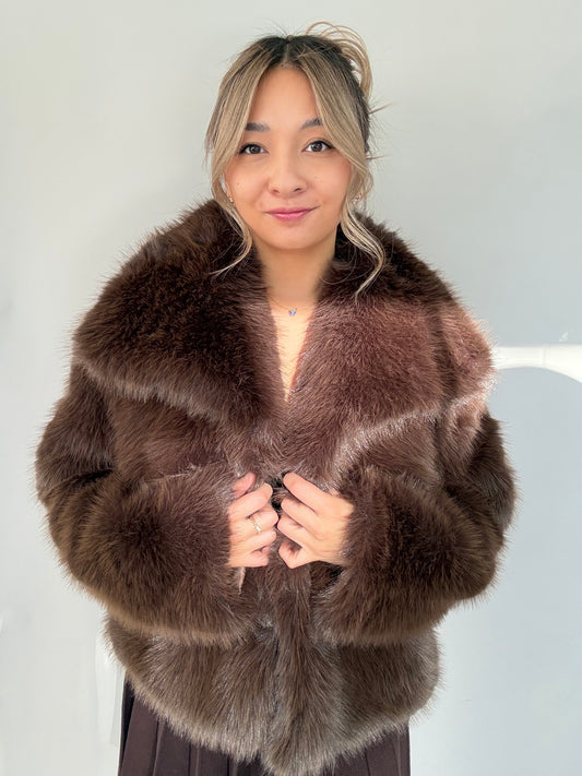 Kunstfelljacke - Schokobraun