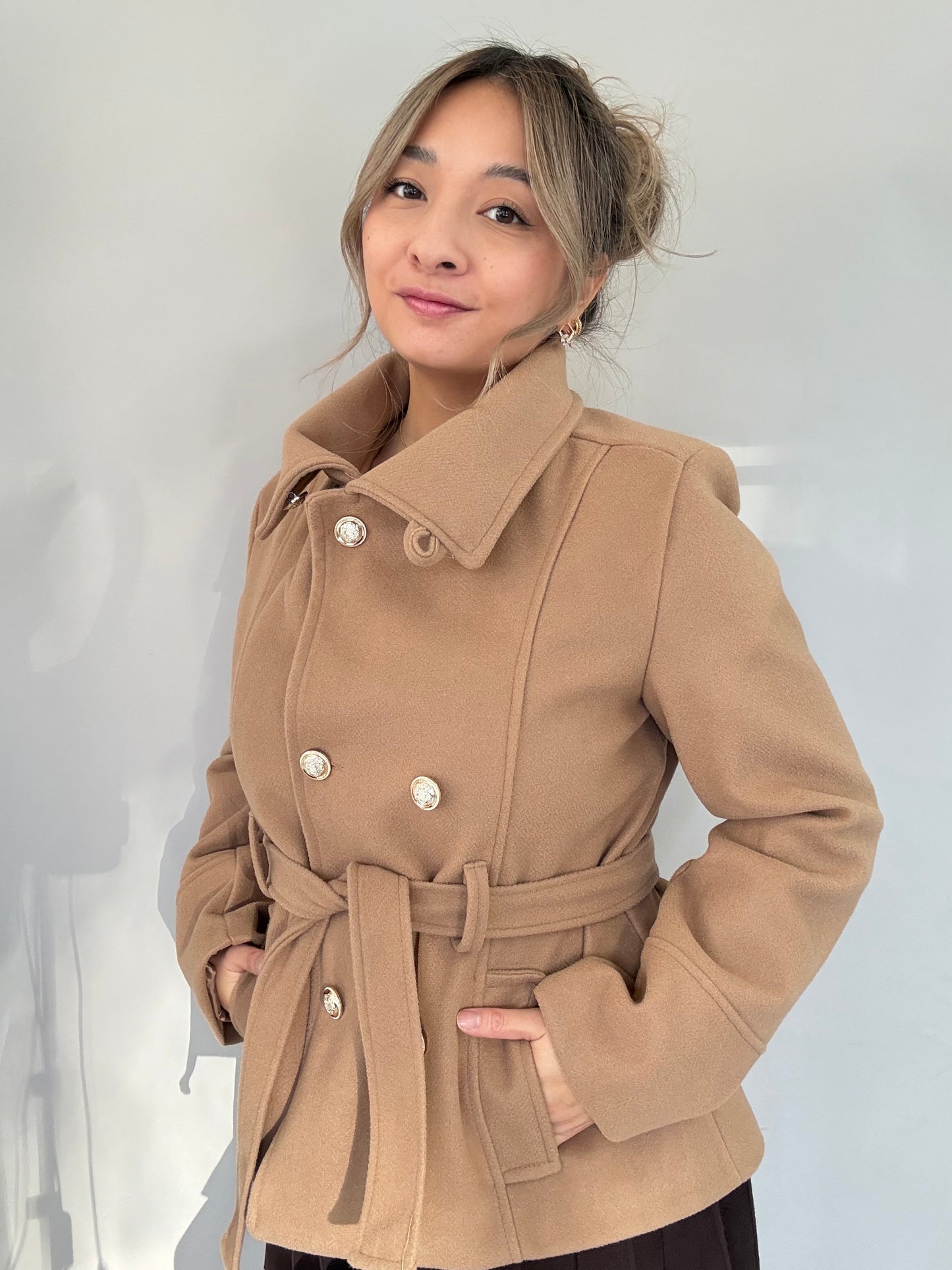Übergangsjacke in Wolloptik - Beige