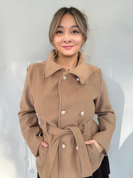 Übergangsjacke in Wolloptik - Beige