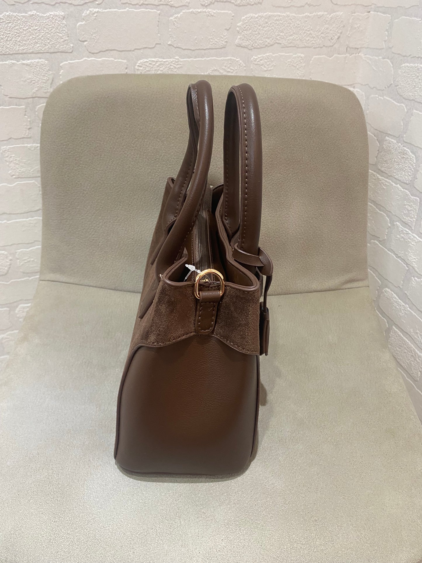 Handtasche in Wildlederoptik - Schokobraun