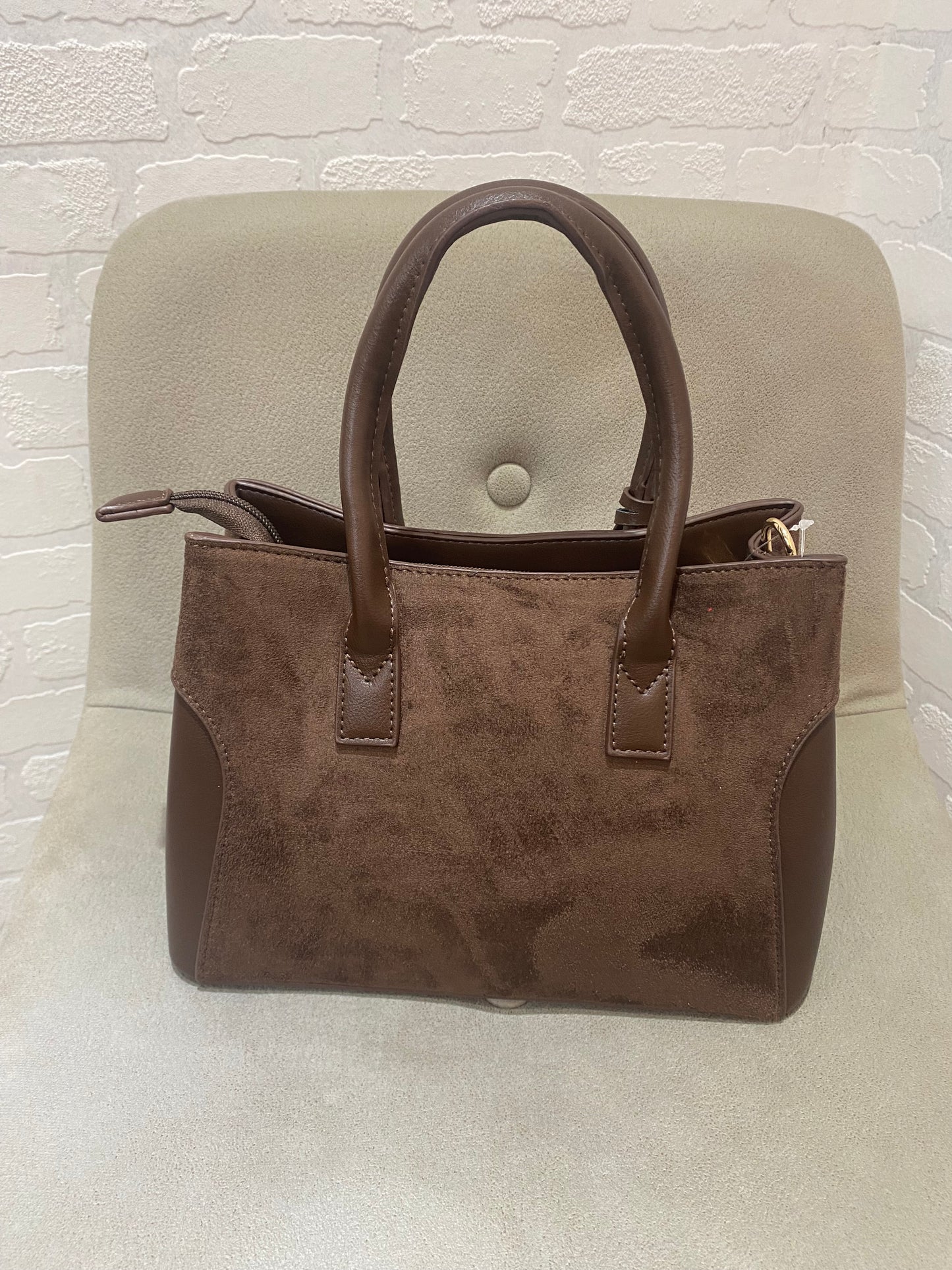 Handtasche in Wildlederoptik - Schokobraun