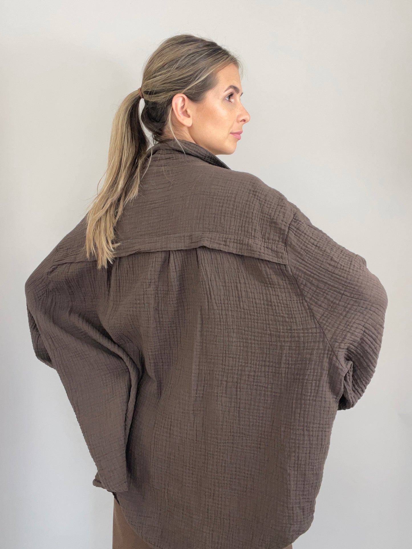 Musselin Bluse - Braun