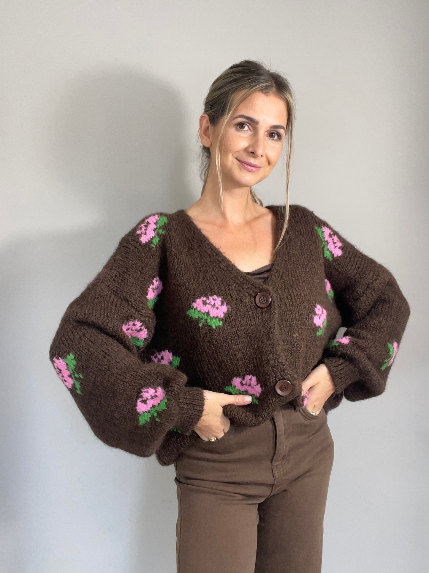 Flower Cardigan - Braun