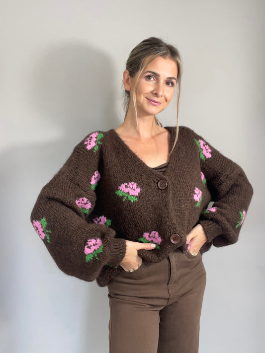 Flower Cardigan - Braun