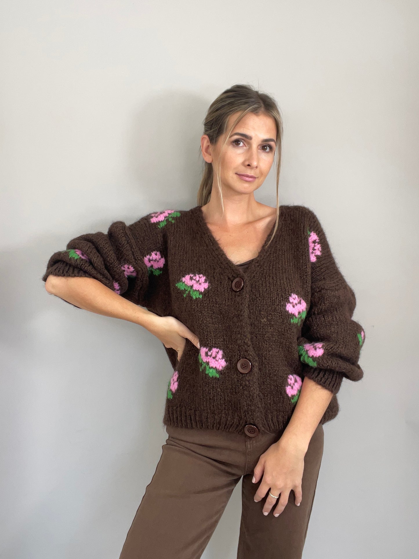 Flower Cardigan - Braun