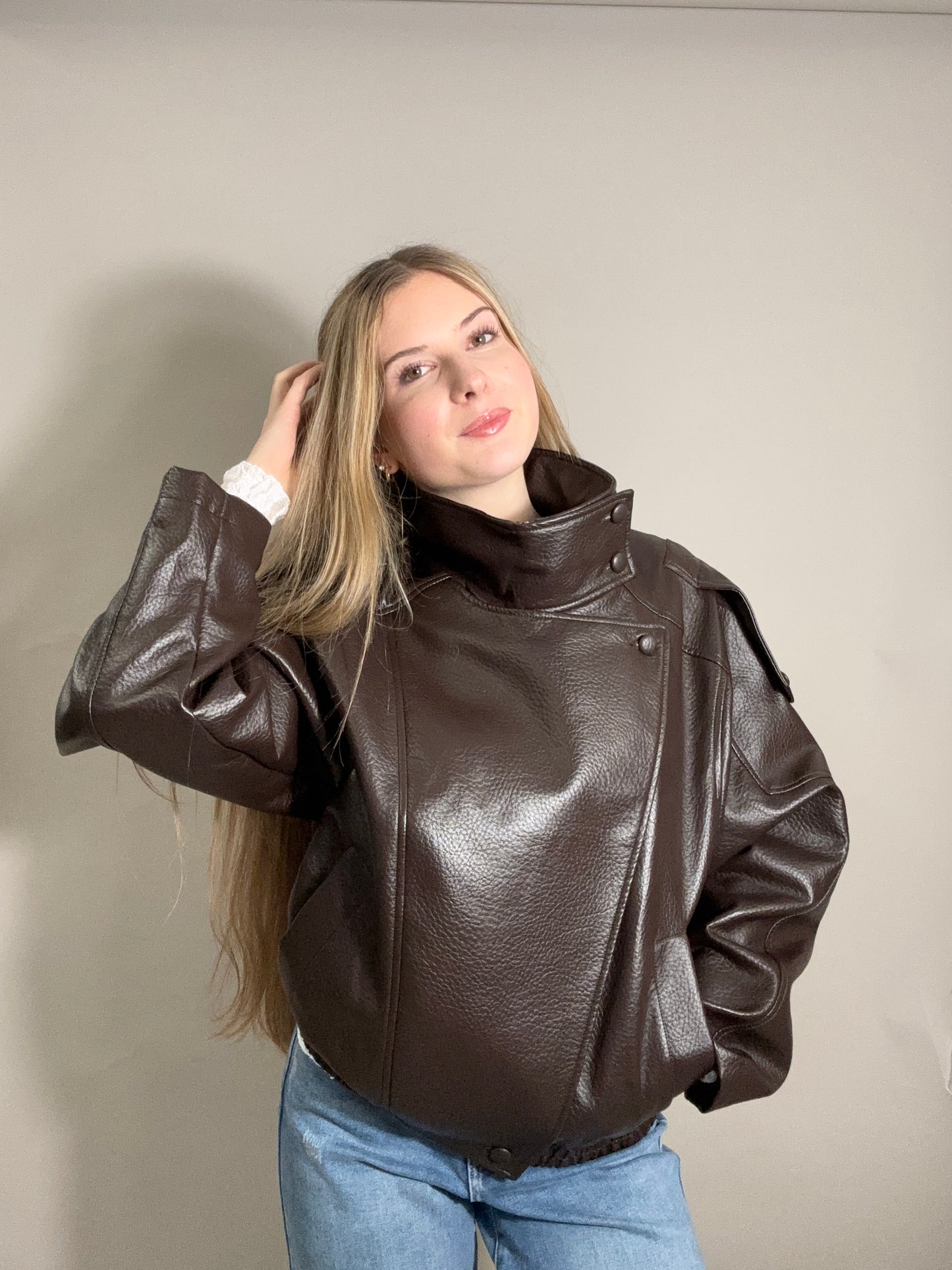 Bikerjacke - Schokobraun