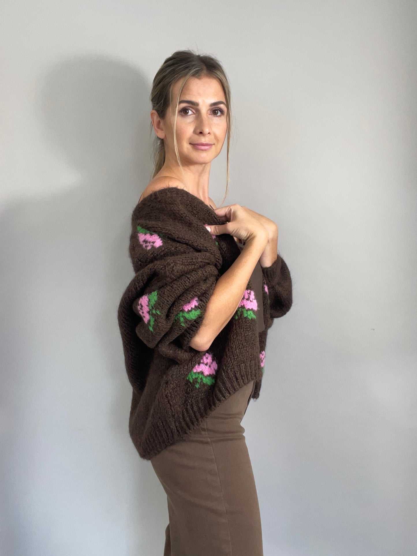 Flower Cardigan - Braun