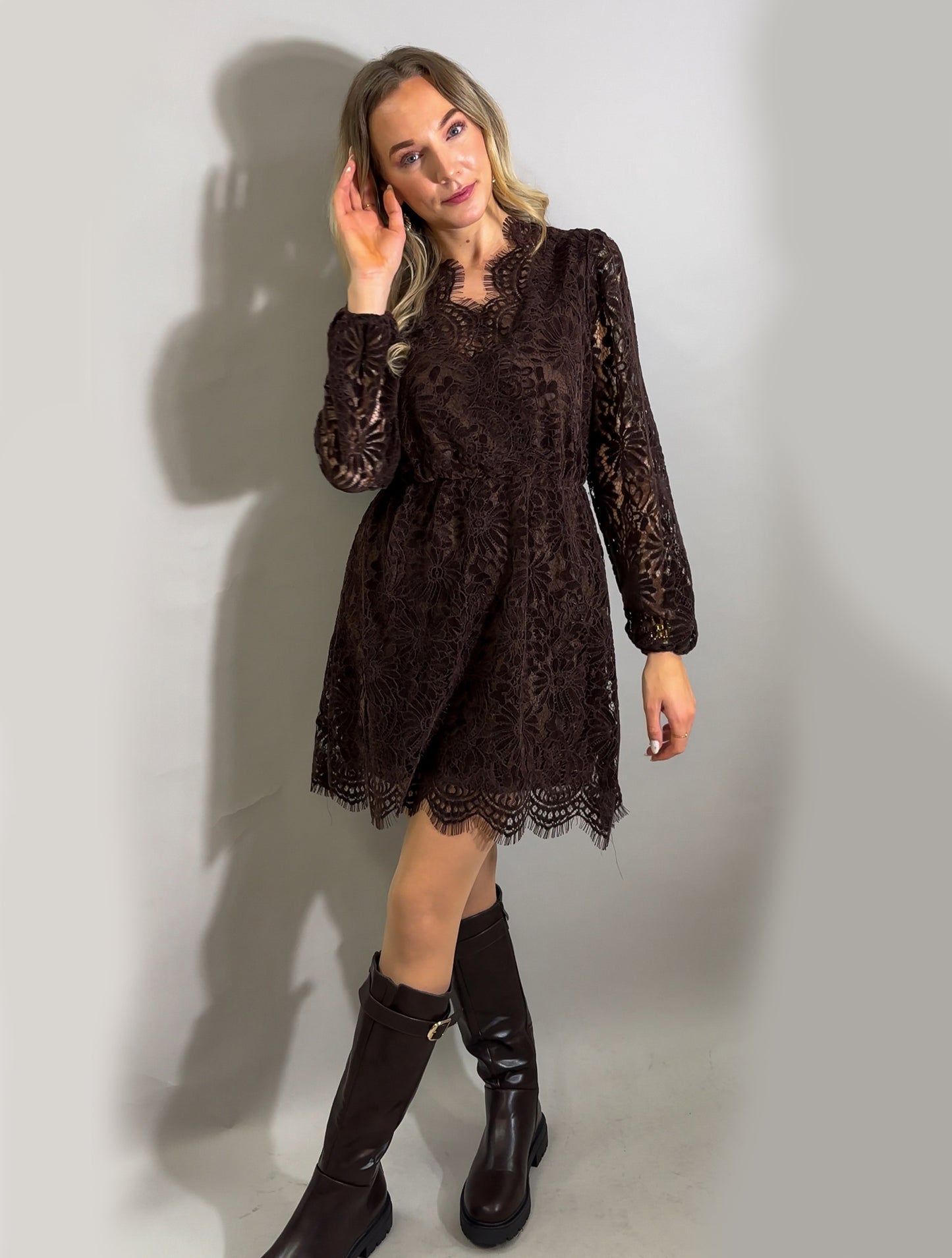 Spitzenkleid - Schokobraun