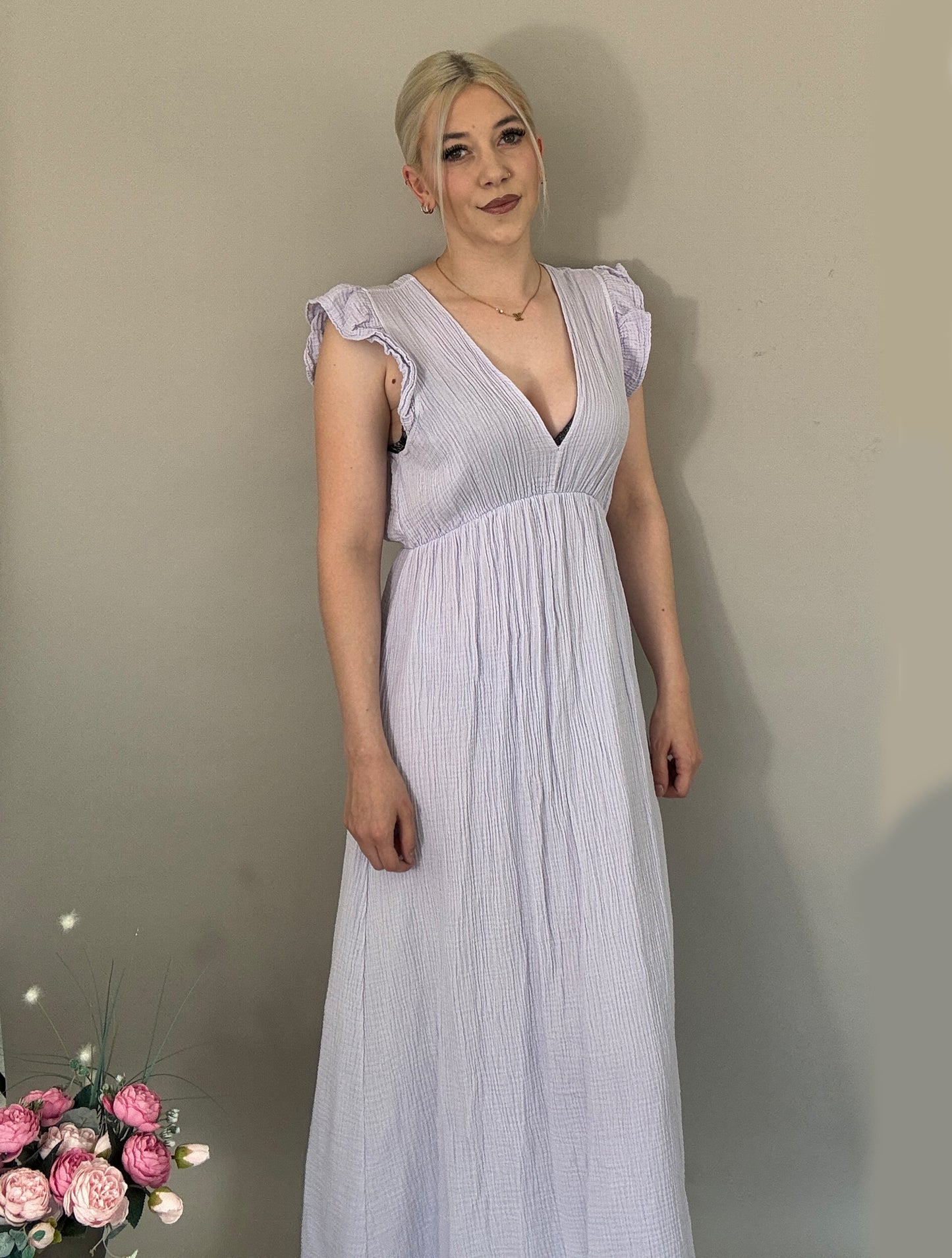 Musselin Kleid - Flieder