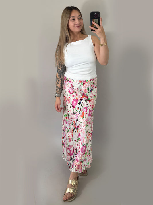Satin Midi Rock - Flower