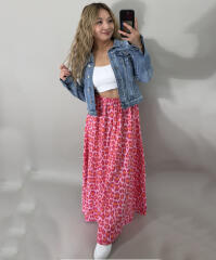 Midi Musselin Rock Leomuster, Pink